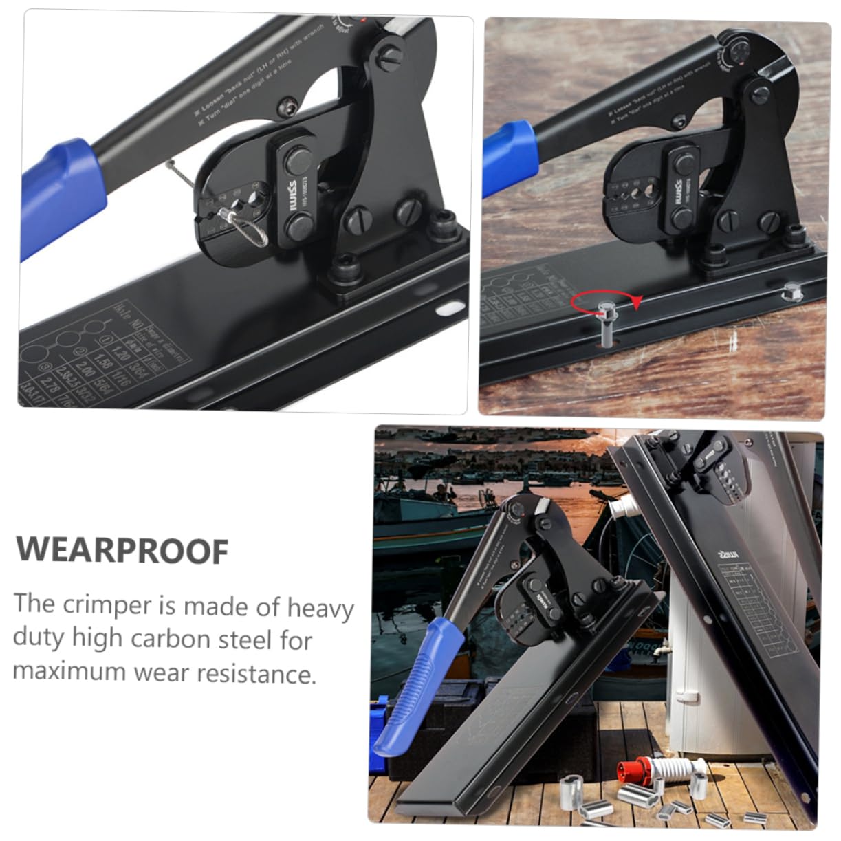 Alicates de Crimpeado de 8 Formas de Acero al Carbono para Cables | Funda de Aluminio, para Cable Line y Dog Leashes, Prensado de Manga Cobre o Aluminio