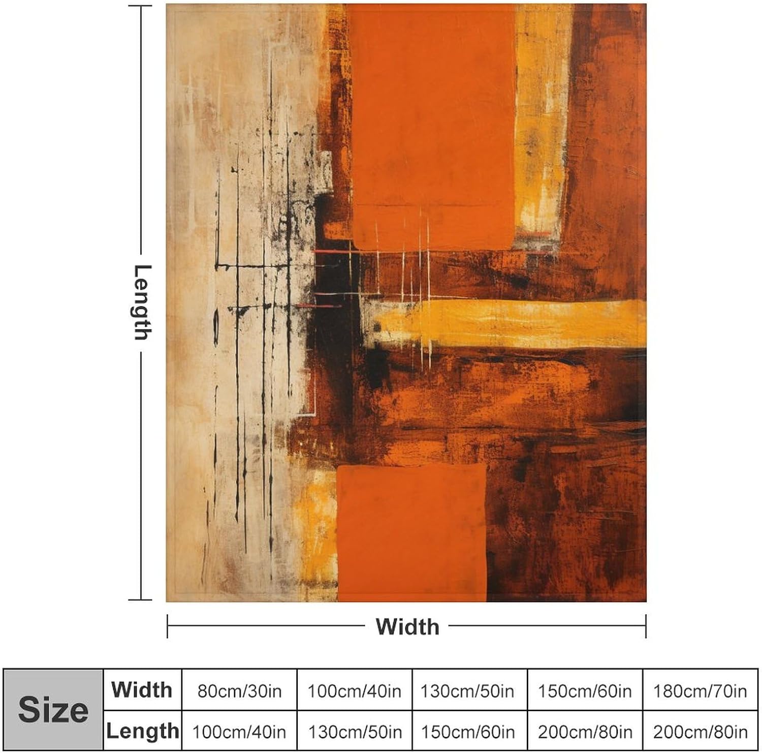 Throw Blanket Abstract Rustic Orange and Brown Print Throw Blankets Flannel Blanket Vintage Abstract Messy Rust Painting Blanket 40"x50" for Couch Sofa Bed Office for Kids and Adults