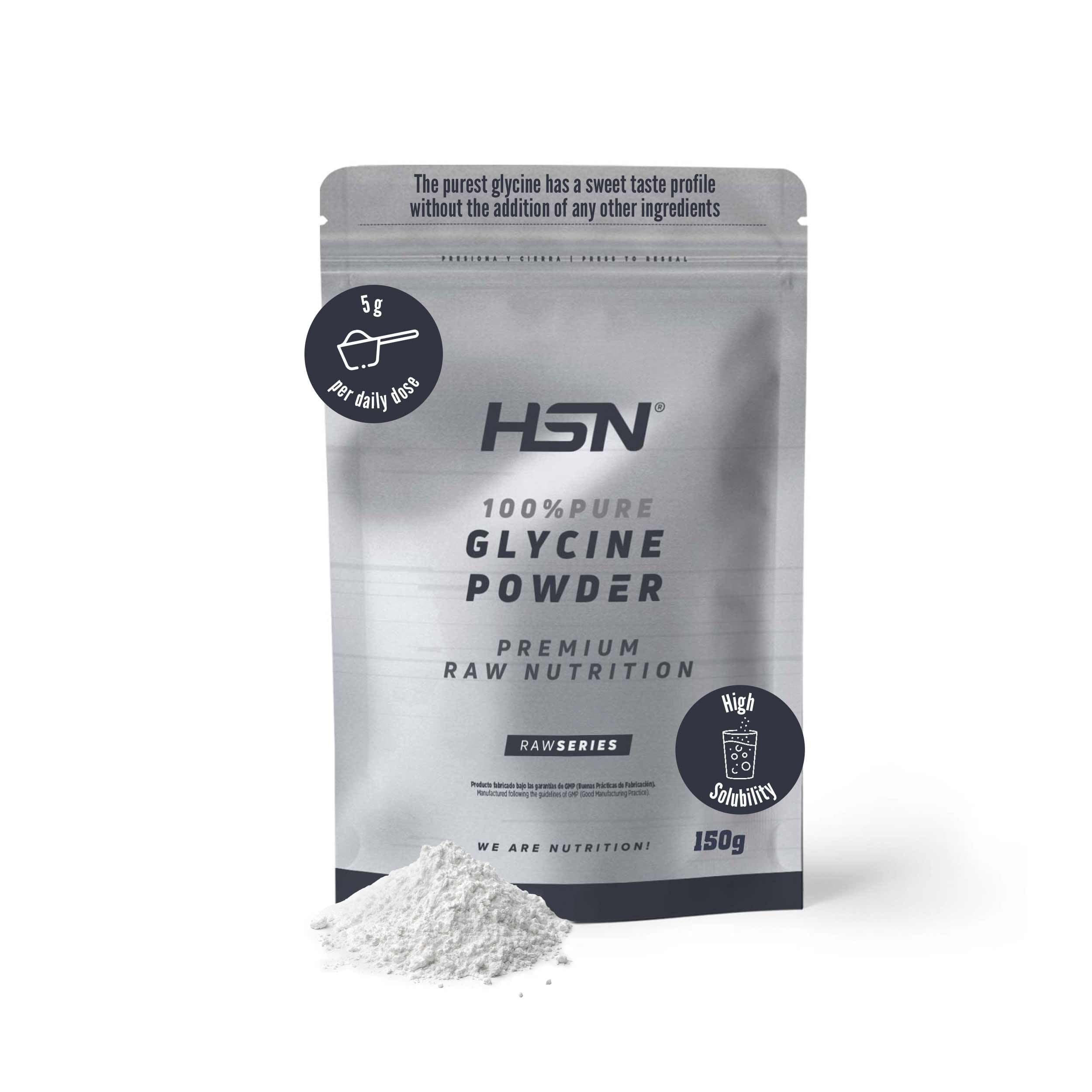 HSN Glicina en Polvo | Sabor Dulce (Naturalmente) 150g | 100% Pura Glicina - Glycine Powder - Sin Añadidos ni Excipientes | No Contiene Dosificador | No-​GMO, Vegano, Sin Gluten