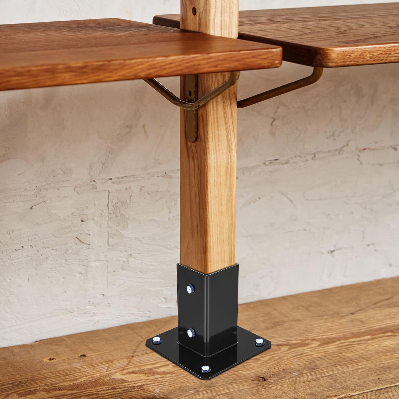 McBlast 2 Pièces Support Poteau Bois à Visser 50x50 mm | Manchon de Sol avec Ancrage, pour Clôture, Pergola et Balançoire. Fixation Solide, Montage Simple.