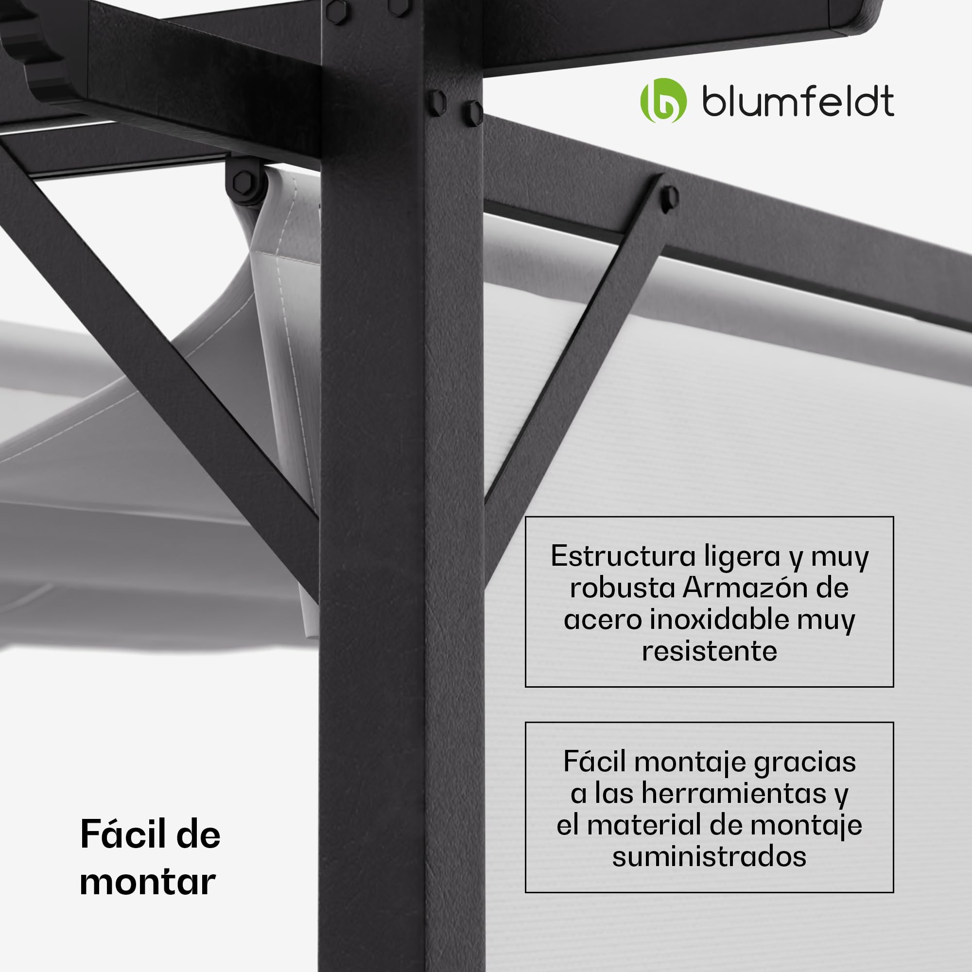 Blumfeldt Cenador, 3x4m, Cenadores para Jardin con Techo Resistente y Persianas Laterales Ajustables, Estructura de Acero con Recubrimiento de Polvo, Fácil Montaje, Uso Todo el Año