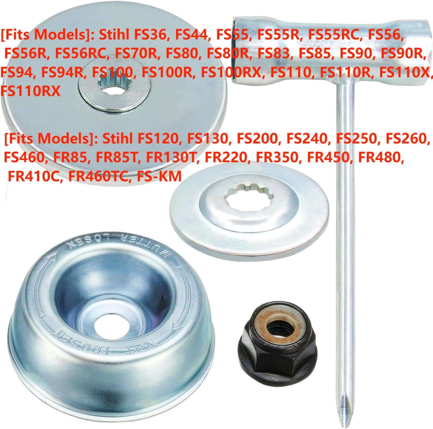 Kit De Fixation De Lame Pour Débroussailleuse Stihl FR85 FS55 FS70 FS80 FS90 FS100 FS120 FS200 FS250 - Inclut Clés Et Écrous - 6