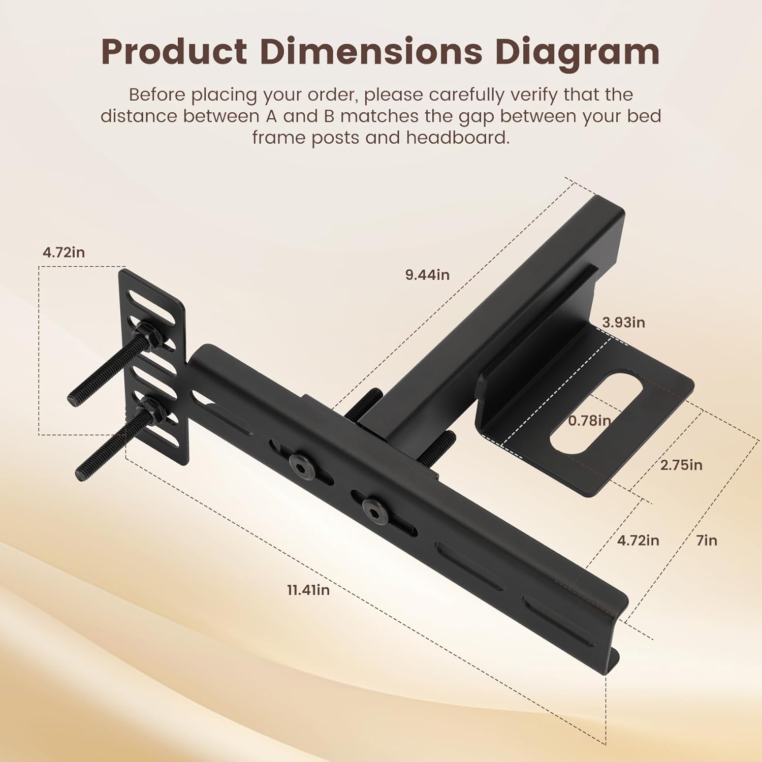 Thickened Headboard Brackets For Metal Bed Frame, Suitable For Double Bed, Standard Beds, Queen Beds, And King Bed, Adjustable Headboard Brackets With Footboard Extension Kit, Matte Black , 2 PCS