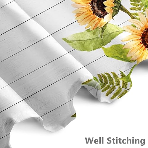 Miniatura 2 de Renaiss Cortina de ducha rústica de girasol de 60 x 72 pulgadas, flores amarillas de granja, mariposas en tablones de madera rústica, cortinas de