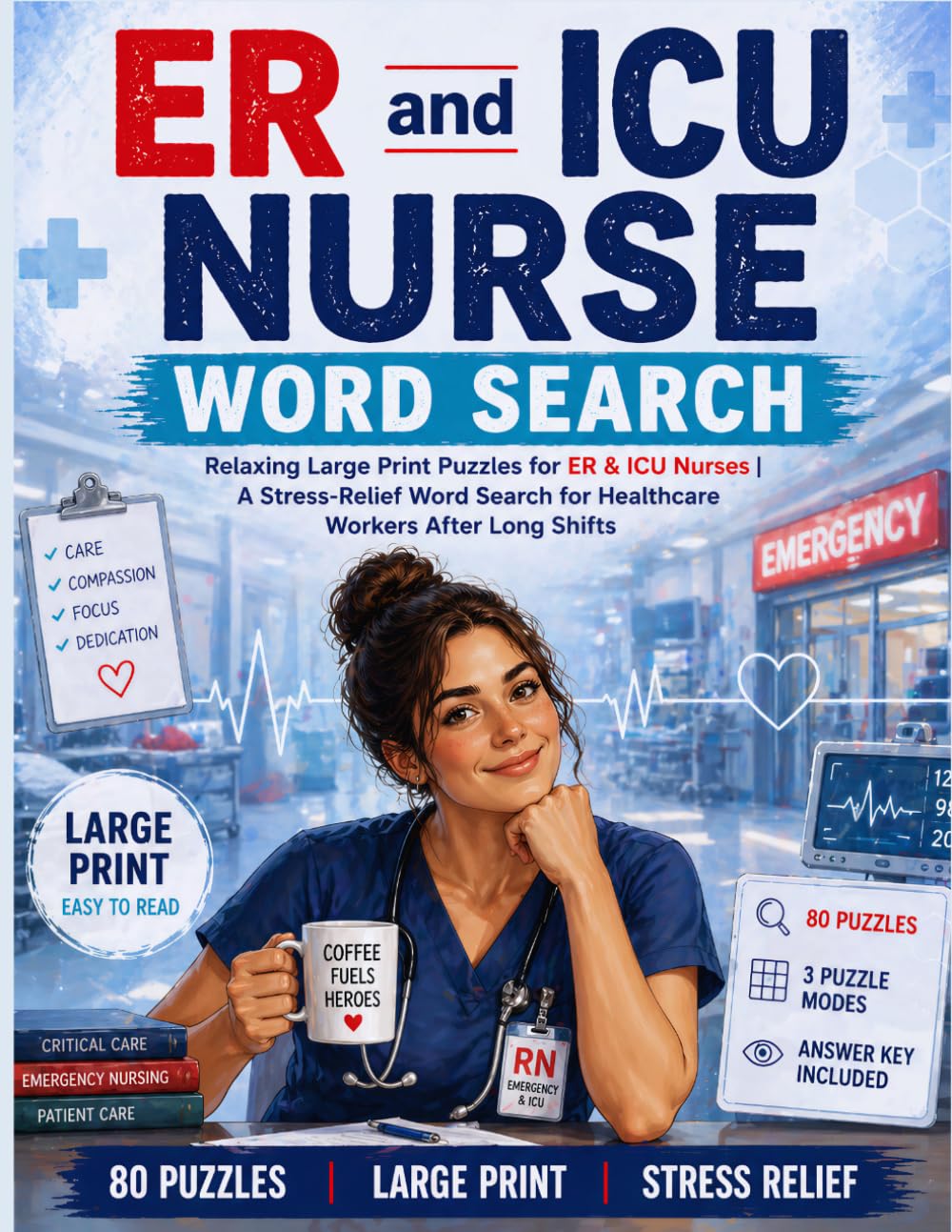 ER and ICU Nurse Word Search: Relaxing Large Print Puzzles for ER & ICU Nurses | Emergency Room, Critical Care, and Hospital Brain Games for Healthcare Workers After Long Shifts