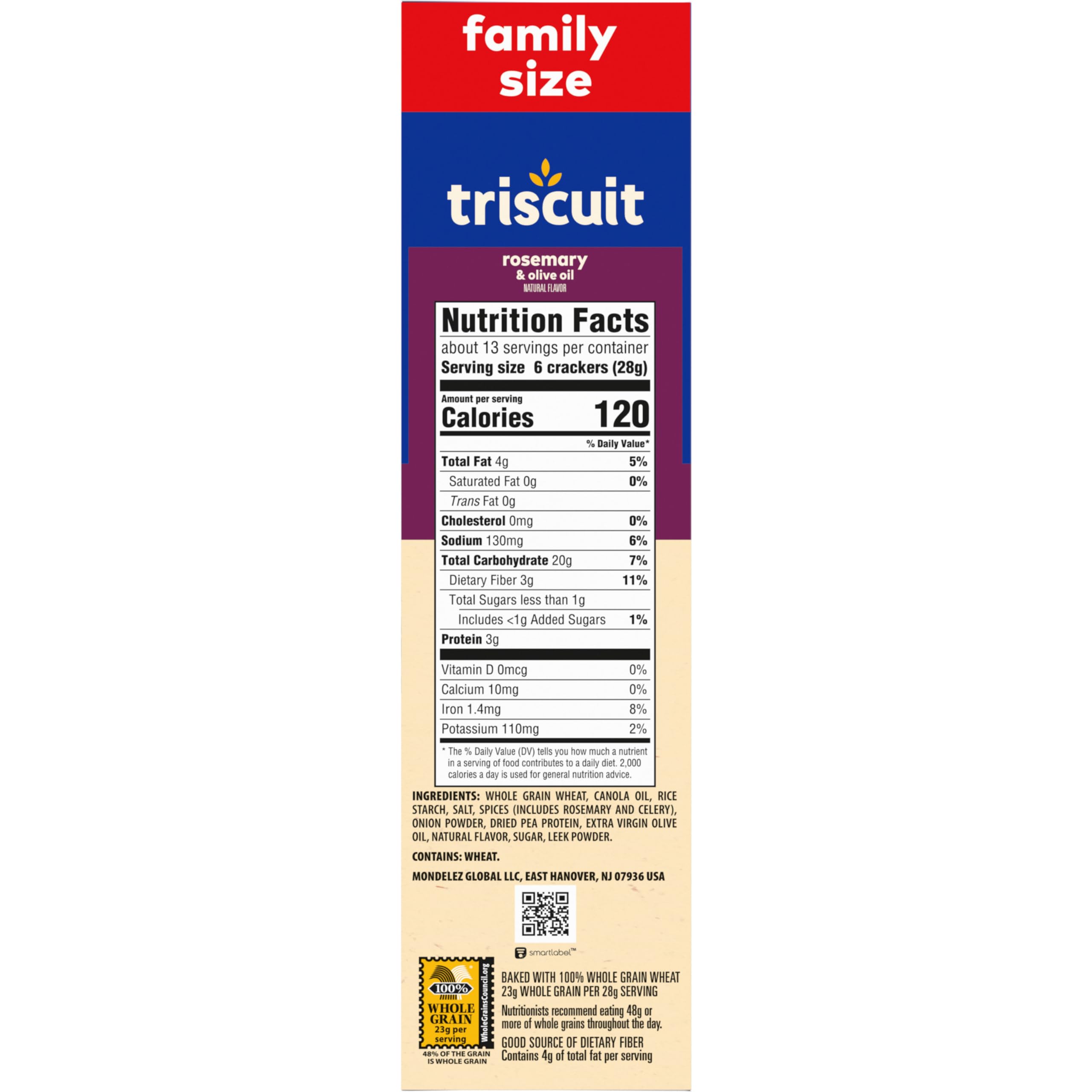 Triscuit Galletas de trigo de grano entero con aceite de romero y oliva, tamaño familiar, 6 cajas de 12.5 onzas