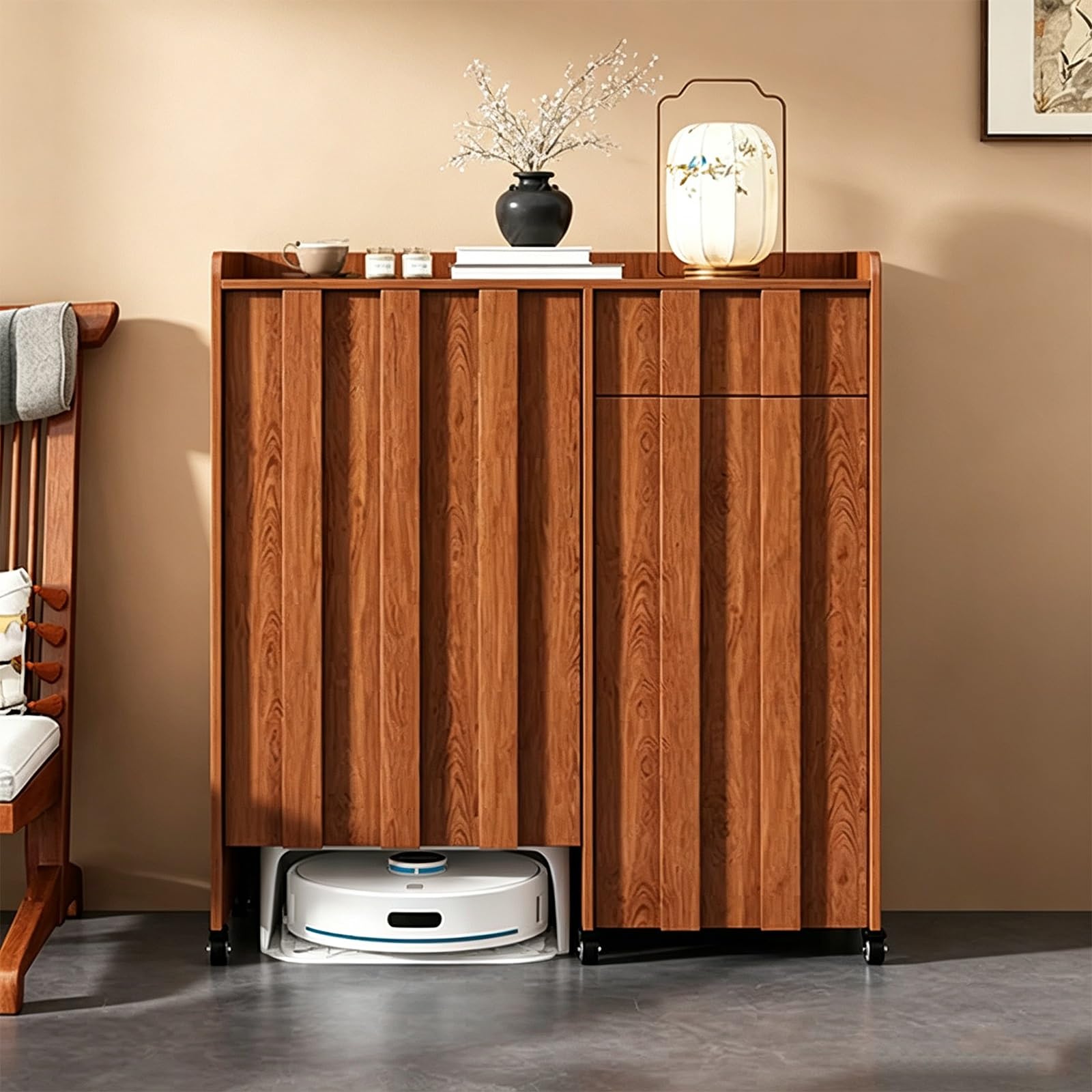 FNXBDPA Robot Vacuum Storage Side Table End Table Cabinet, Sofa Side Table Storage Cabinet(100cm)