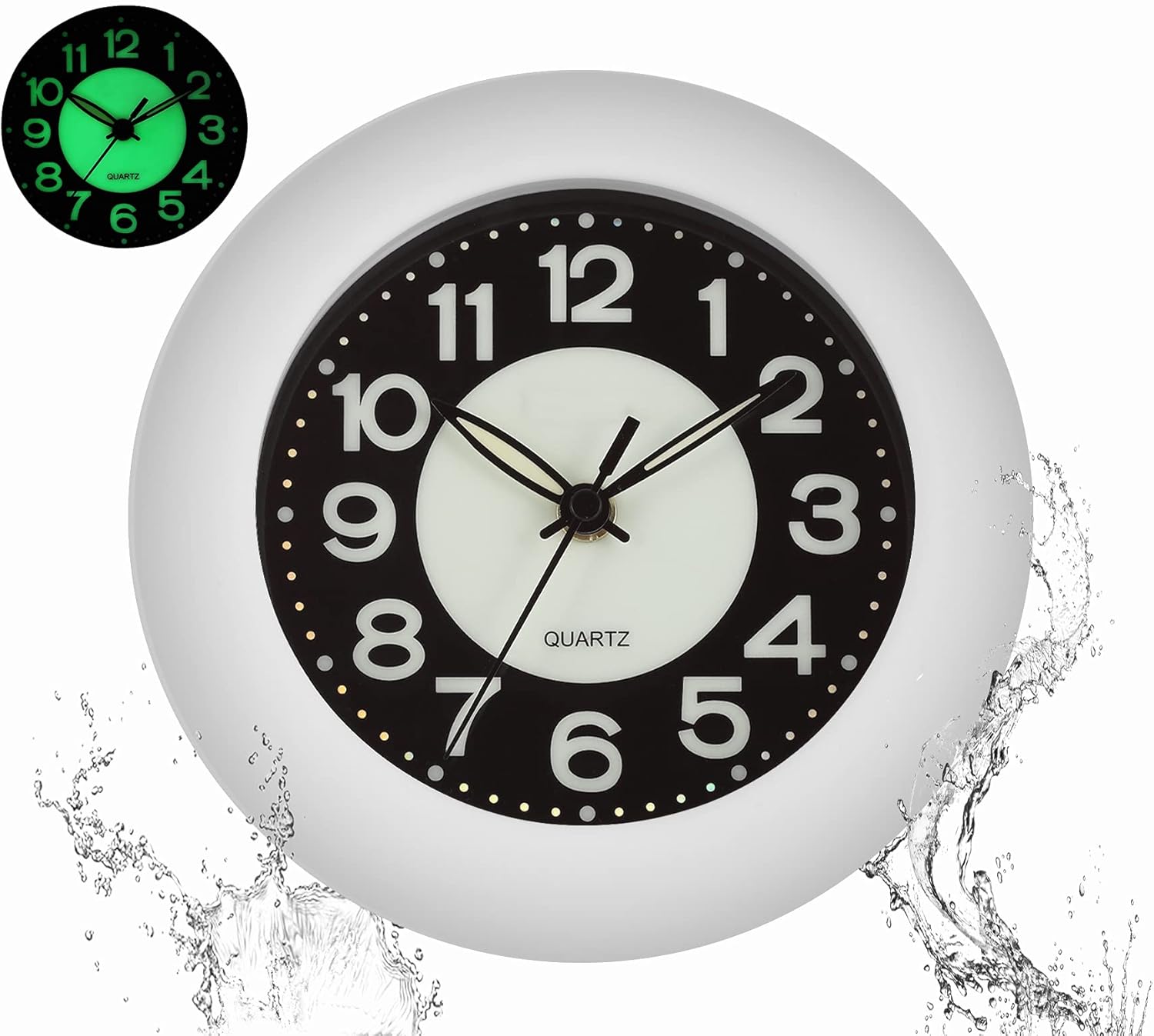 LXSZRPH Shower Clock Luminous Bathroom Wall Clock【Waterproof for Water