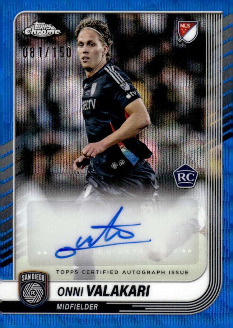 ONNI VALAKARI RC AUTO 2025 Topps Chrome MLS Autographs /150 Blue Refractor #CA-VK ROOKIE NM-MT Soccer