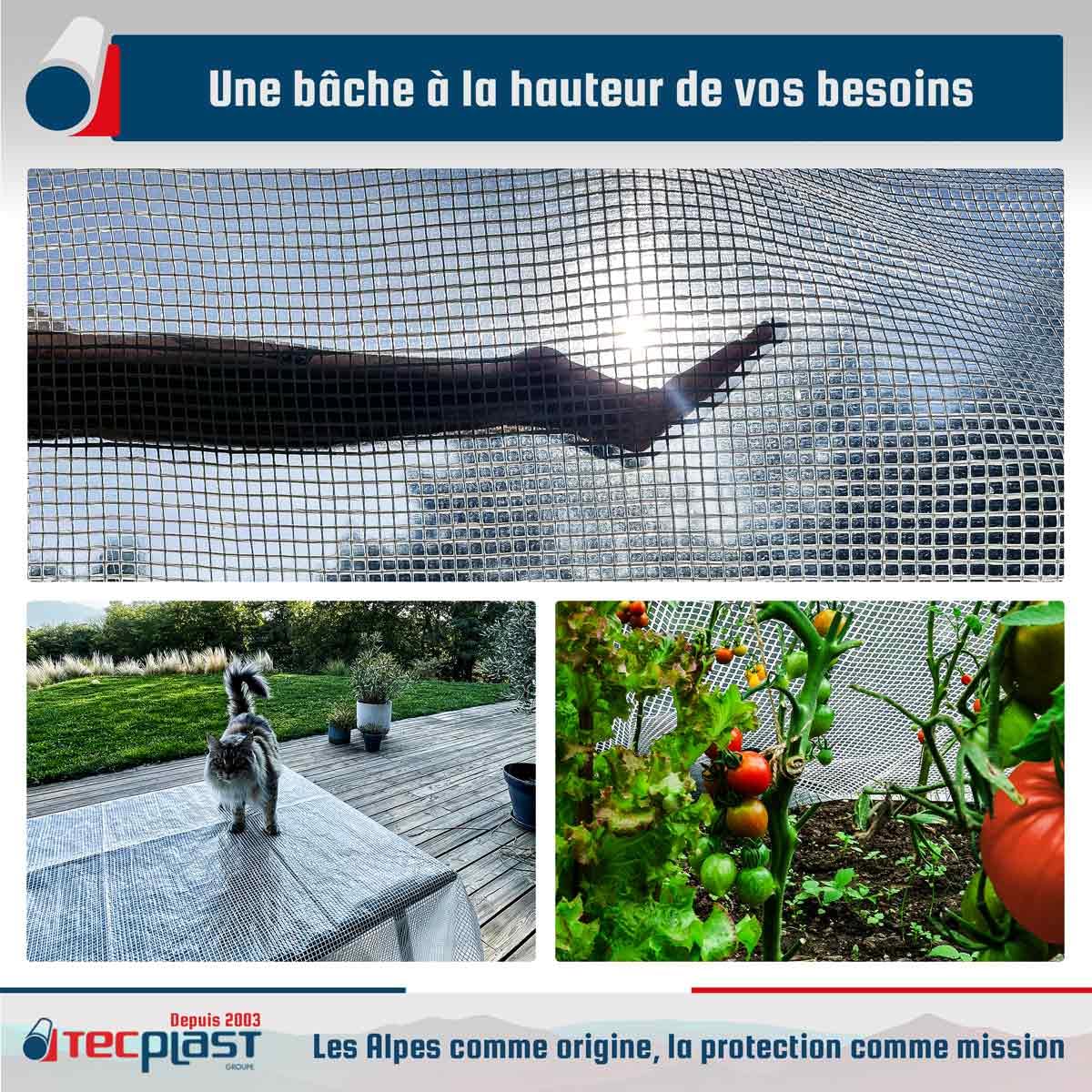 TECPLAST Bâche Transparente Armée 3x4 m - TR170MU - Bâche de Protection - Haute Qualité - Imperméable - Résistance Anti-UV