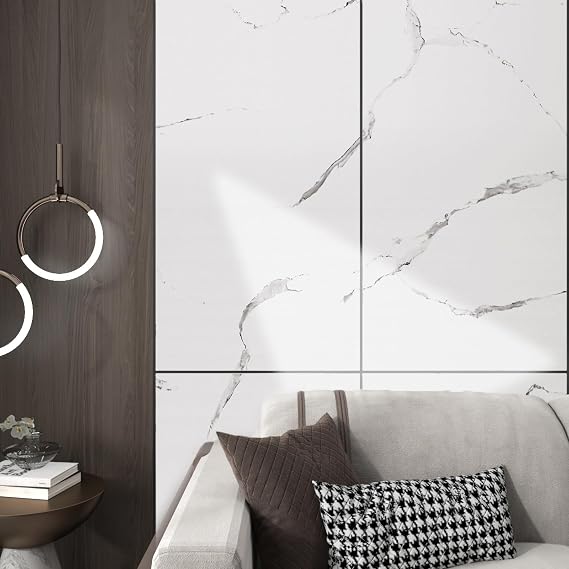 Stickyart Big Roll Thick White Marble Contact Paper 317 x 36 inch Marble Contact Paper for Countertops Waterproof Matte Peel and Stick Wallpaper for Kitchen Islands Cabinets Furniture Covers Removable