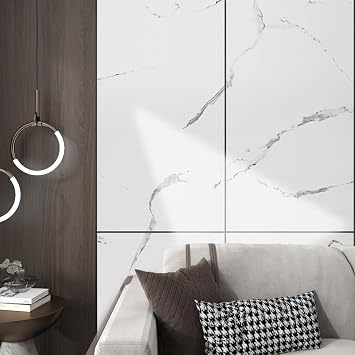 Stickyart Big Roll Thick White Marble Contact Paper 317 x 36 inch Marble Contact Paper for Countertops Waterproof Matte Peel and Stick Wallpaper for Kitchen Islands Cabinets Furniture Covers Removable