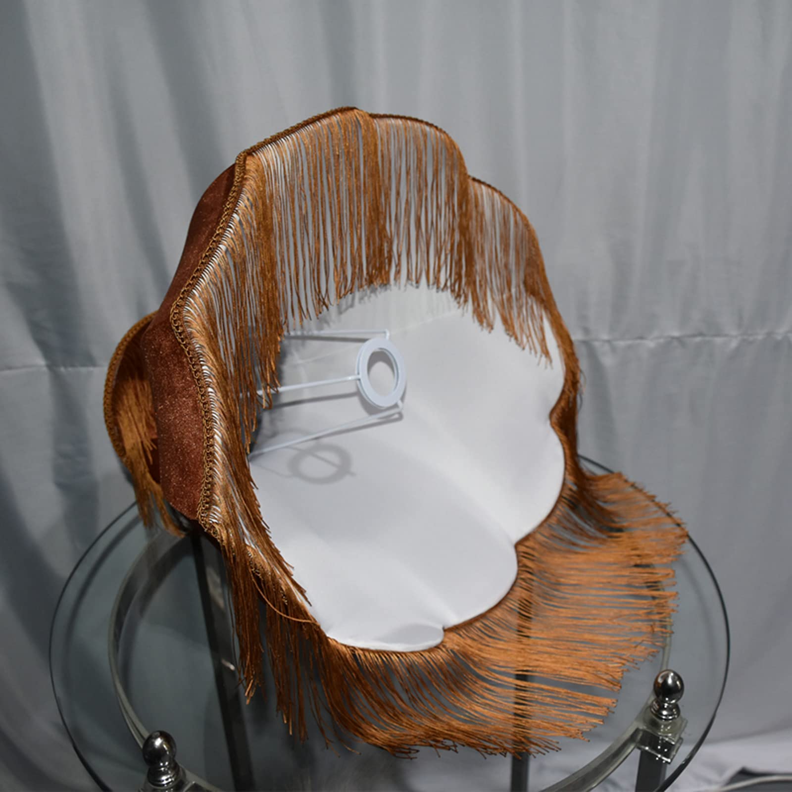 Samt Karamell Farbe Stoff Lampenschirme mit Quaste Handgemachte Lampenschirm für Stehlampe Nachttischlampe Home Decor