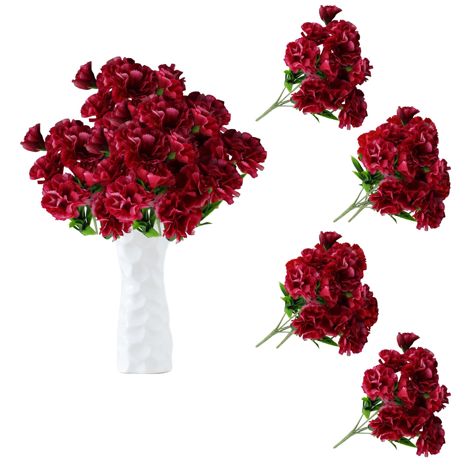 astylishome Fake Flowers for Outside Small Artificial Plants Red Carnations with Stems Faux Flower for Gifts Table Centerpiece Bedroom Room Desk Indoor Decorations 0410