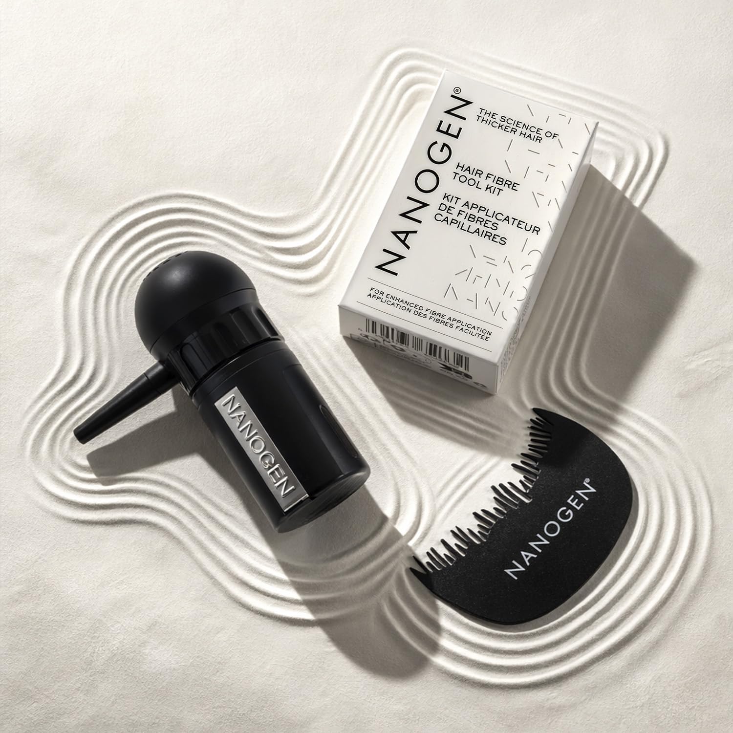 Nanogen Kit applicateur en fibre de cheveux | Applicateur de spray de précision et guide de ligne de cheveux pour un look complet, couverture ciblée pour les zones éclaircissantes, fonctionne avec les