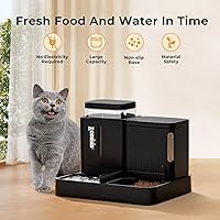 Vista 5 de Juego de alimentador automático para gatos y dispensador de agua, dispensador de alimentos para gatos por gravedad 2 en 1 con rotación de 180 Negro