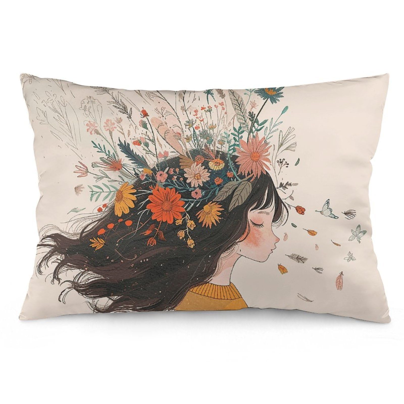 2 Pack Pillow Cases for Hair and Skin, Soft Breathable Pillow Case Covers with Hidden Zipper, Flowers on Hair Pillowcase 20"x30" Pillow Covers for Sleeping Gift