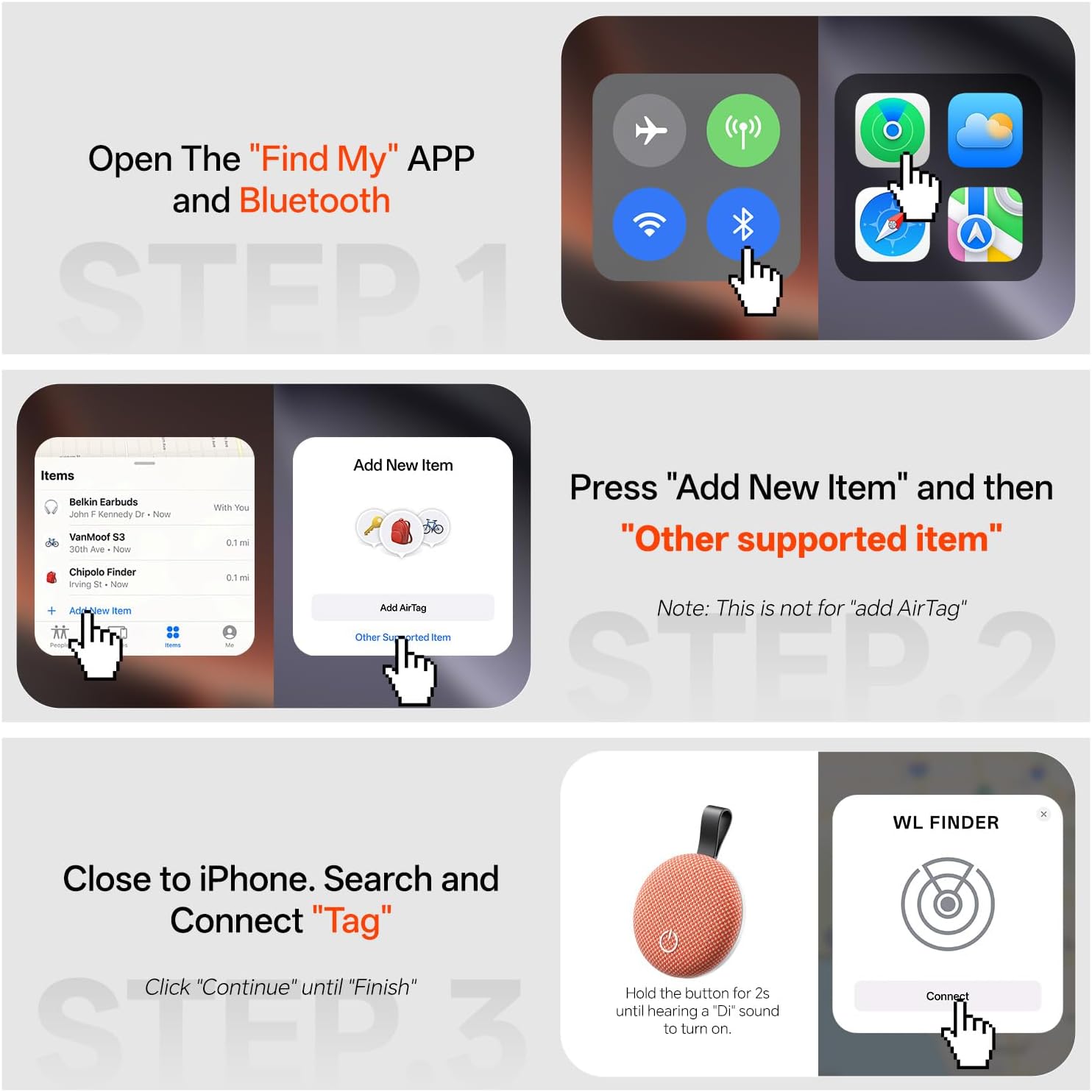 Air Tracker Tag-2 Pack, [Apple MFi Certified] Smart Tag for Apple Find My App (iOS Only), 2025 New Bluetooth Tracker Tag Item Finder for Pet, Key, Luggage, Bike, Wallet, & More (Gray, 2 Pcs) - Image 7