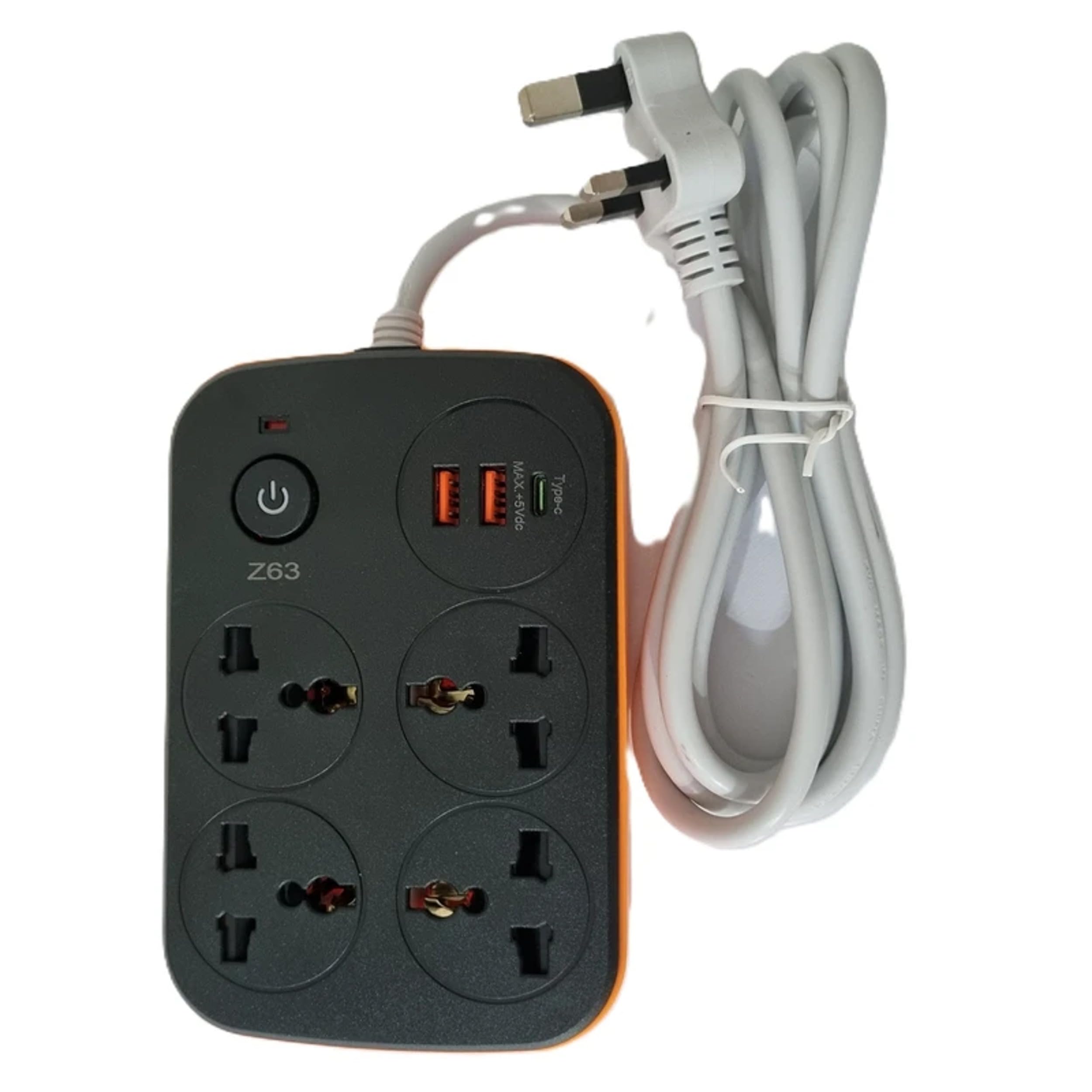 Z63 Euro 4-Way Power socket 3 Meter Extension Cord, Auto 1TypeC