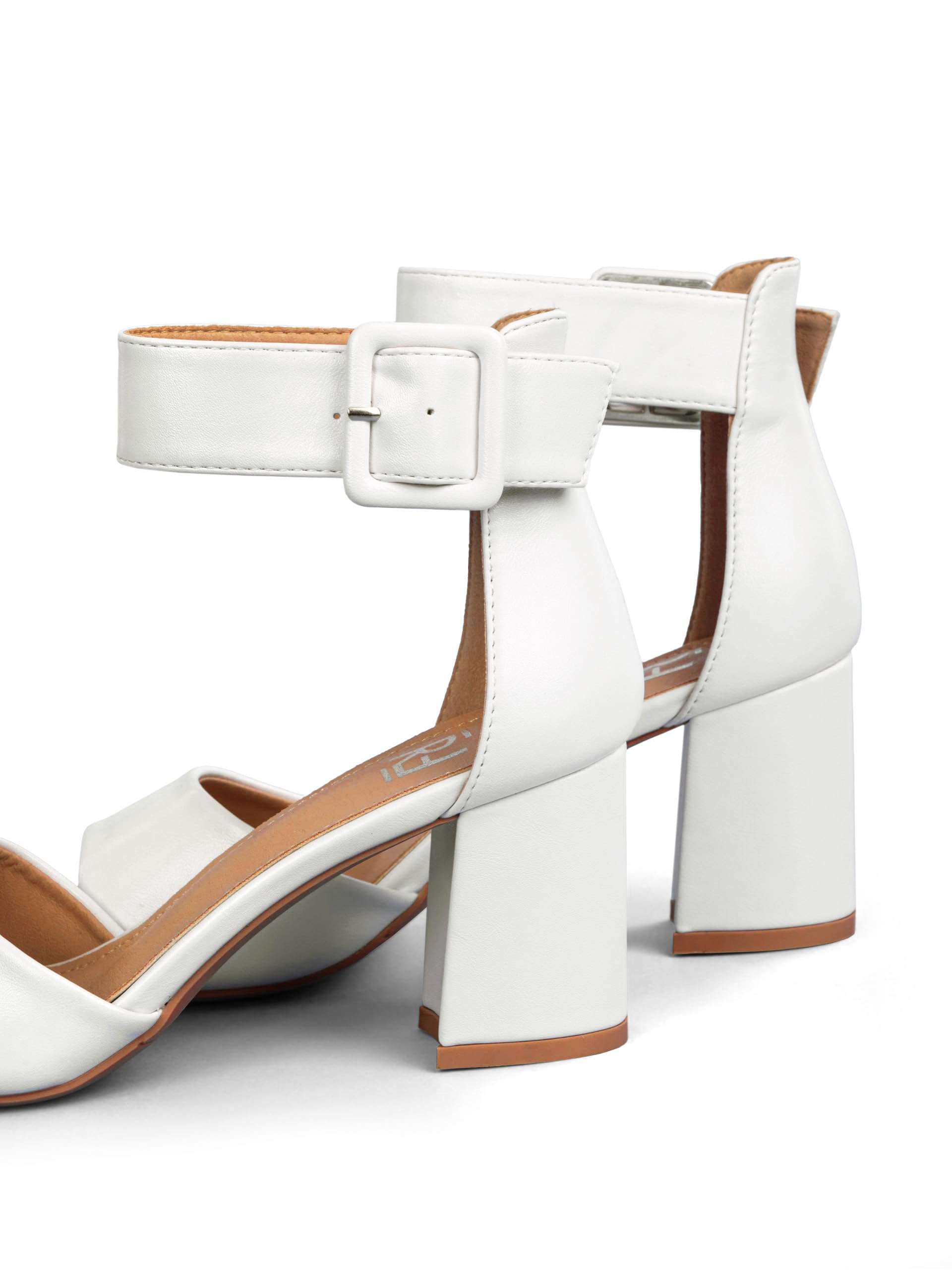 2112-3 - Sandali da donna con cinturino, in morbida ecopelle, tacco a blocco da 7 cm, colore: bianco