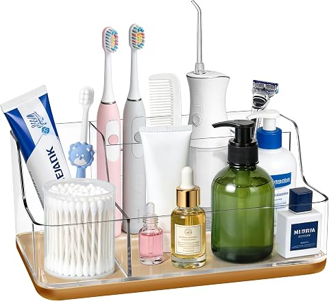 Gold Vanity Bathroom Countertop Storage Rack Lipstick & M...