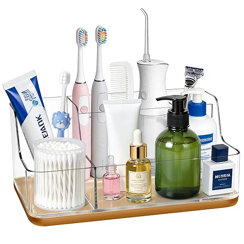 Gold Vanity Bathroom Countertop Storage Rack Lipstick & Makeup Brush