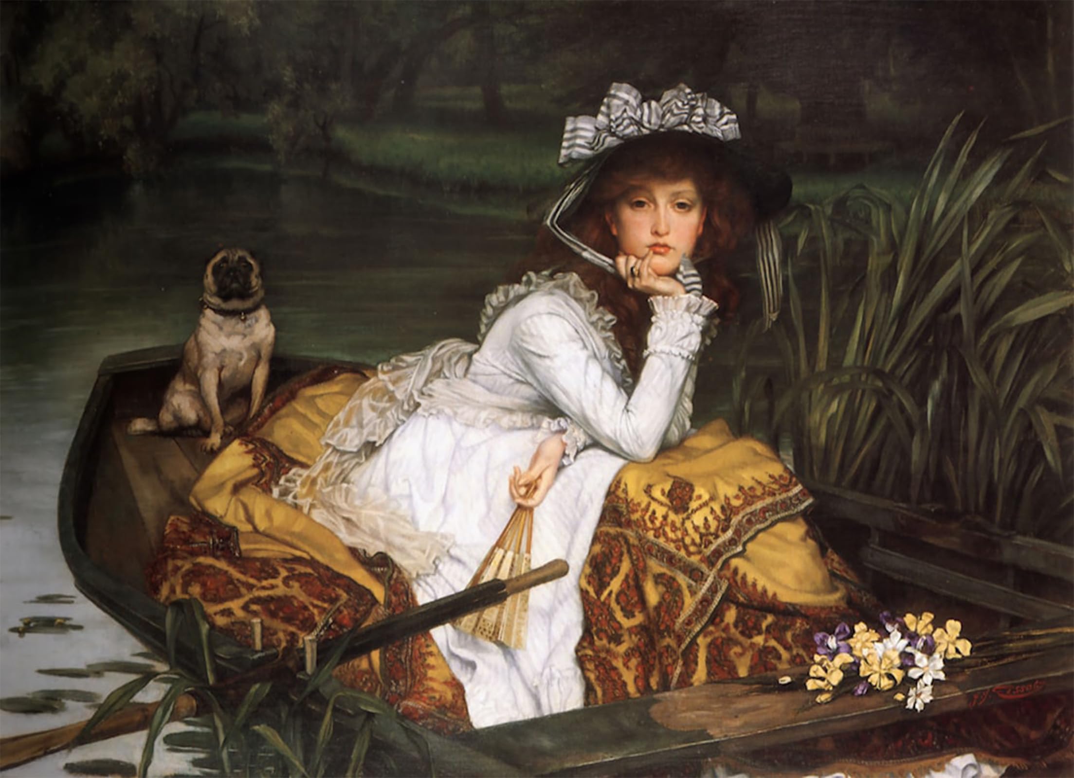 SERENDIPITP Abstract Painting Mural Print Picture Wall Decor Painting Young Lady in a Boat by Jacques Vintage Wall Artwork for Home Decor 60x90cm