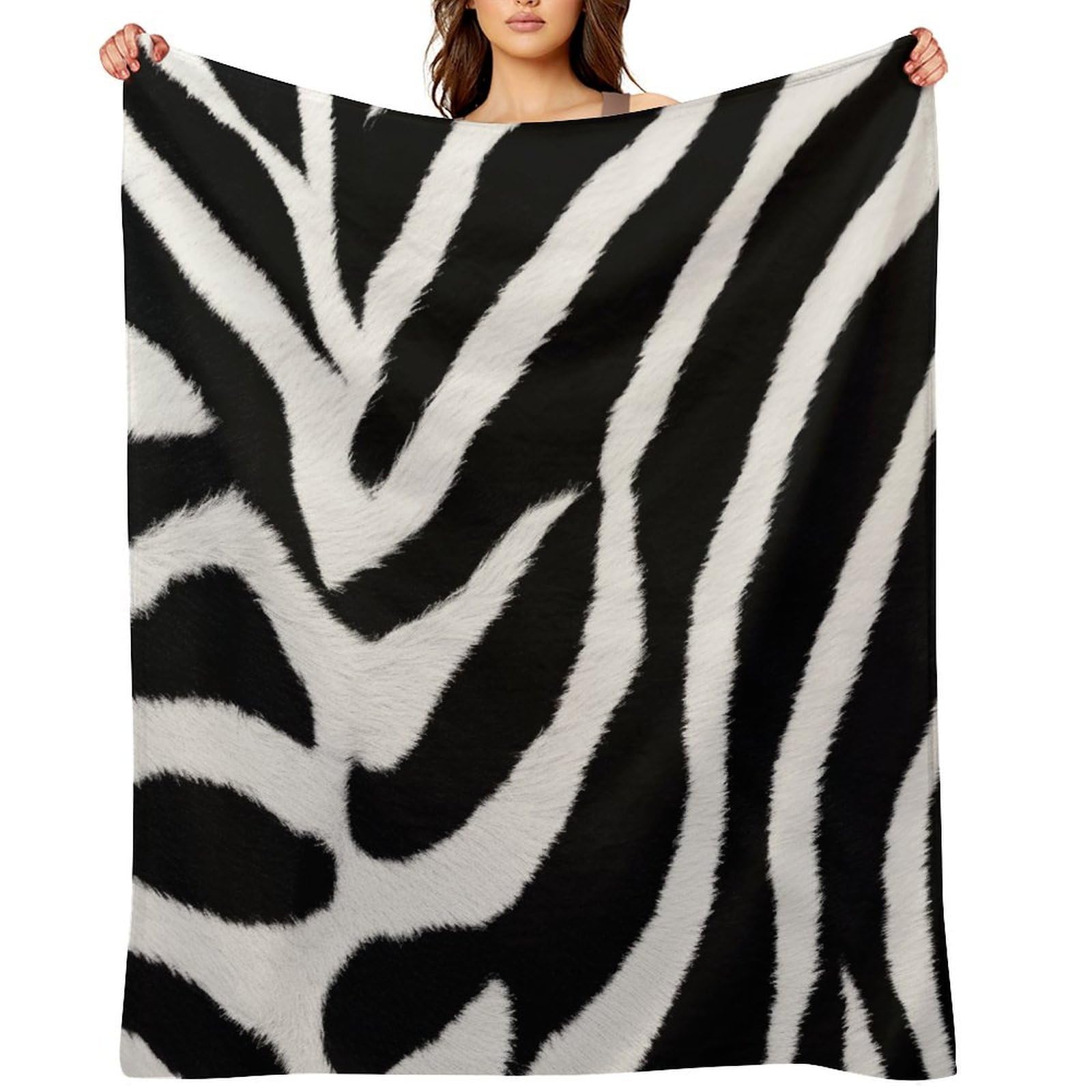 Zebra Animal Throw Blanket for Couch and Bed Super Soft Warm Lightweight Throw Blankets Cozy Fuzzy Flannel Blanket Personalized Decorative Blankets for Sofa Decor 60"x80"