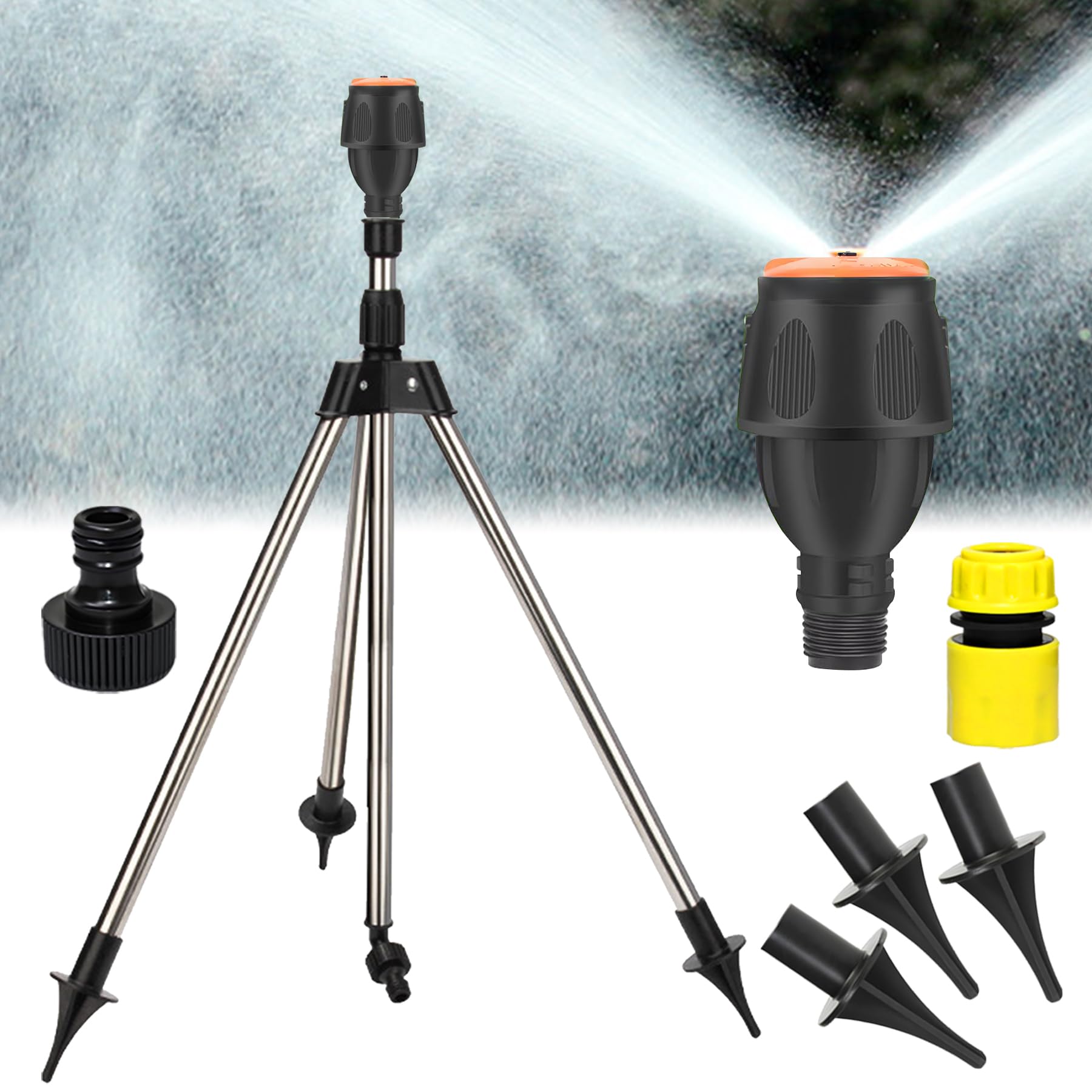 Rotating Tripod Sprinkler, Garden Lawn Sprinkler, 360 Degree Rotation, Rotating Tripod Sprinkler, Telescopic Support Sprinkler, Rotary Tripod Rain, Lawn Sprinkler Large Areas for Garden, Lawn
