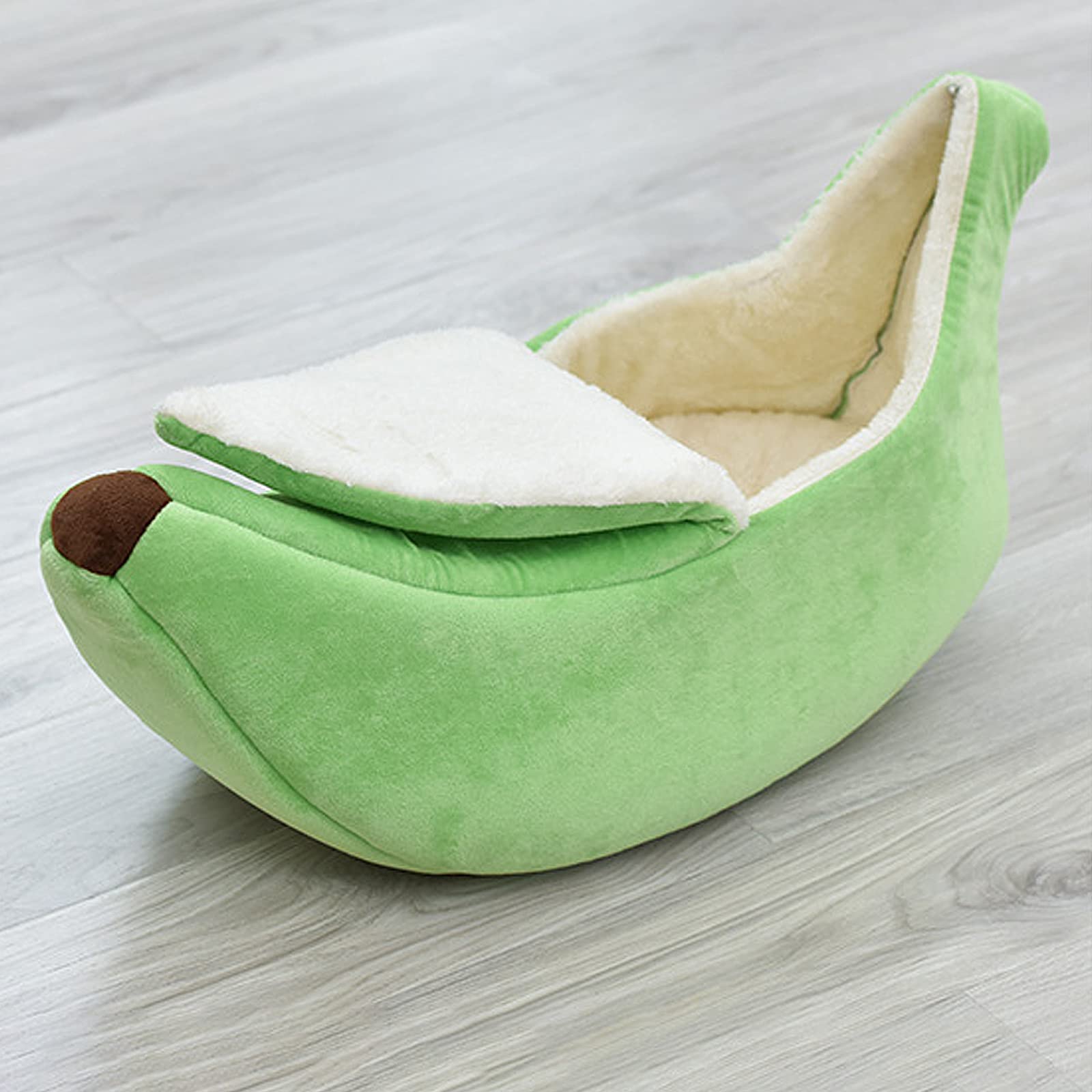 HYLYING Pet Cat Bed House Banana Shape Pet Bed Warm Boat Pet Sleep Nest Lovely Pet Supplies for Cats Kittens Winter Cotton Cushion Coral Fleece, Yellow Banana