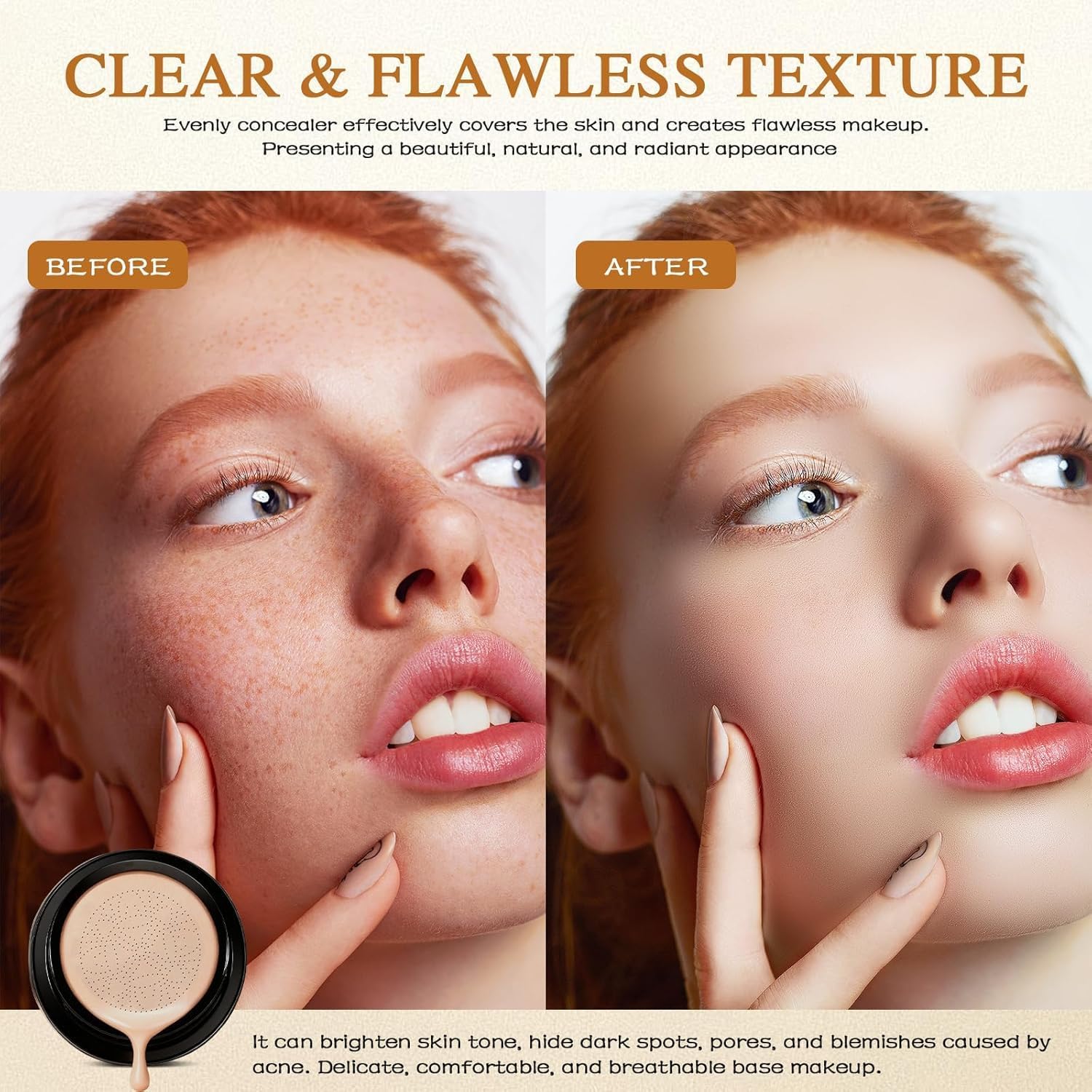 Foundation for Older Women, CC Cream Glow Foundation for Mature Skin, Moisturizing Concealer Brighten Long-Lasting (Natural) — view 3