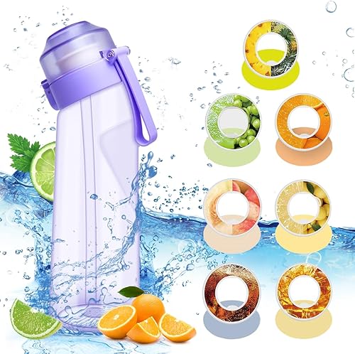 Botella de agua con cápsulas de sabor de 21.9 onzas 22.0 fl oz, botella de agua con fragancia de fruta, botella de agua reciclable deportiva para