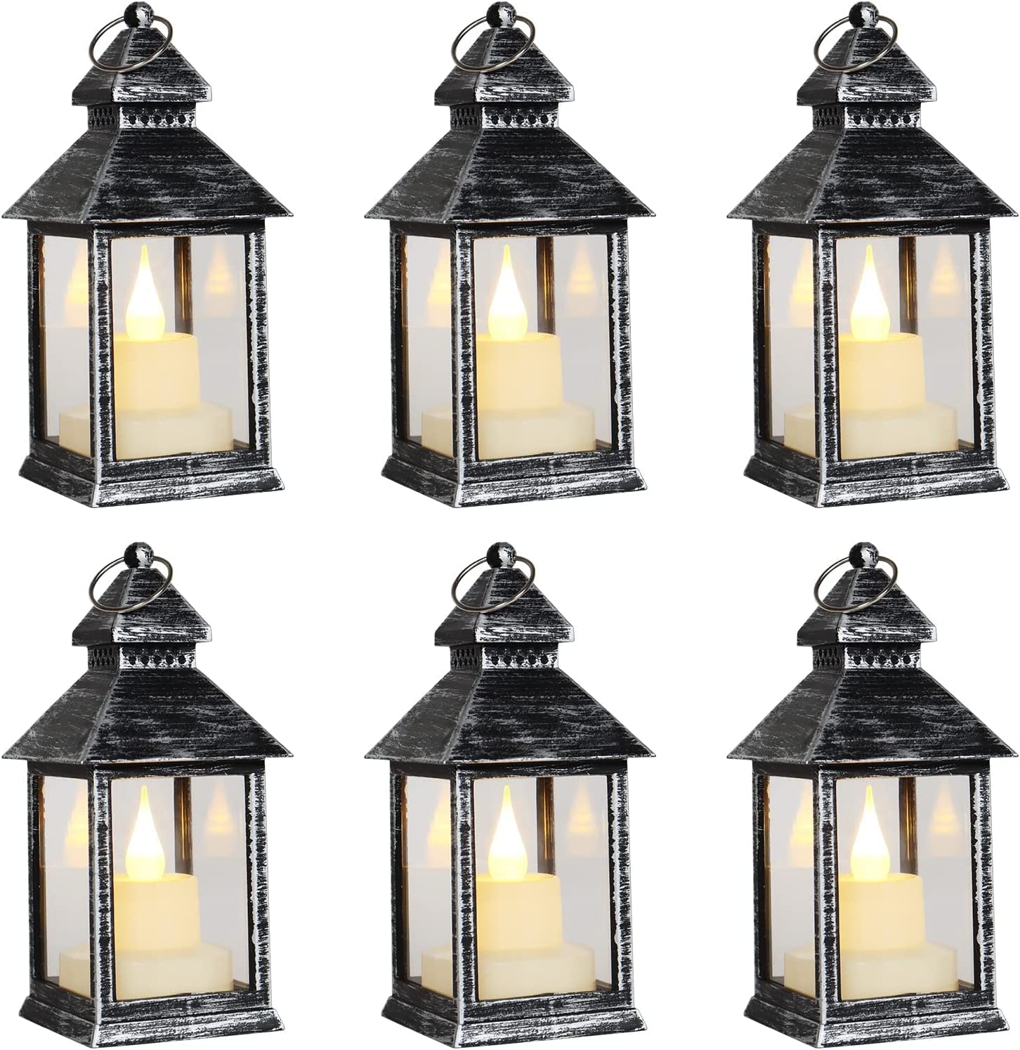 MARZIX Mini Lantern Christmas Halloween Lantern, Mini Lantern, LED Candle Small Lanterns, Indoor Outdoor Hanging Lanterns Decorative,Hanging Lantern Decorative Tea Light Holder Home Bedroom (12)