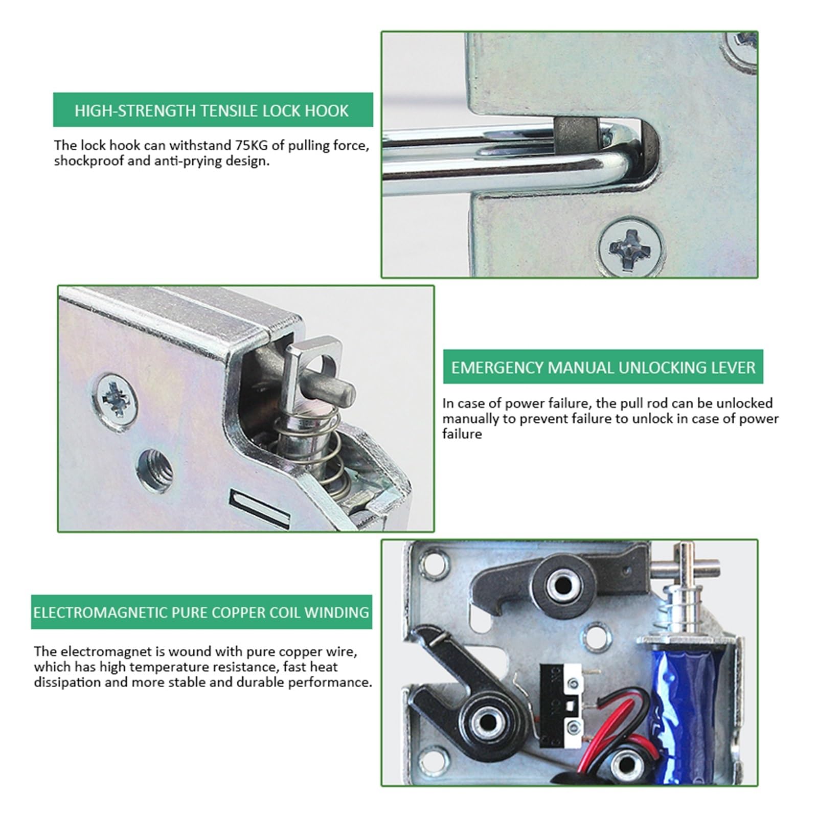 Zamek elektromagnetyczny drzwi, 2 Szt. Zamek Elektryczny DC 12 V Mini Mały Rozmiar Elektromagnetyczny Szuflada Szafki Sterującej