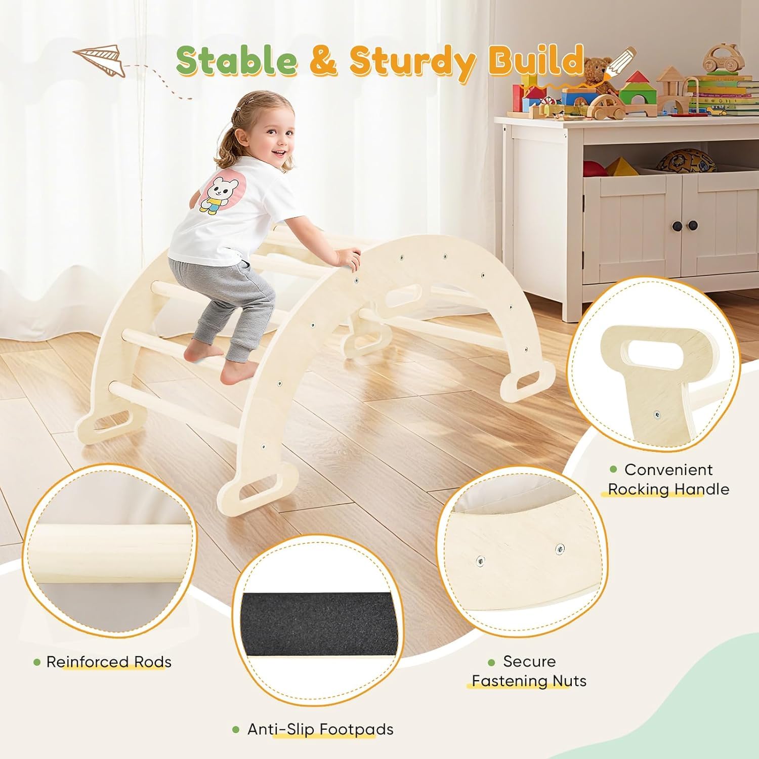 STYPLZ Impalcatura da arrampicata per interni, Set di arrampicata Montessori per bambini piccoli con struttura triangolare per arrampicata (2 piccole, cuscinetti in spugna inclusi)