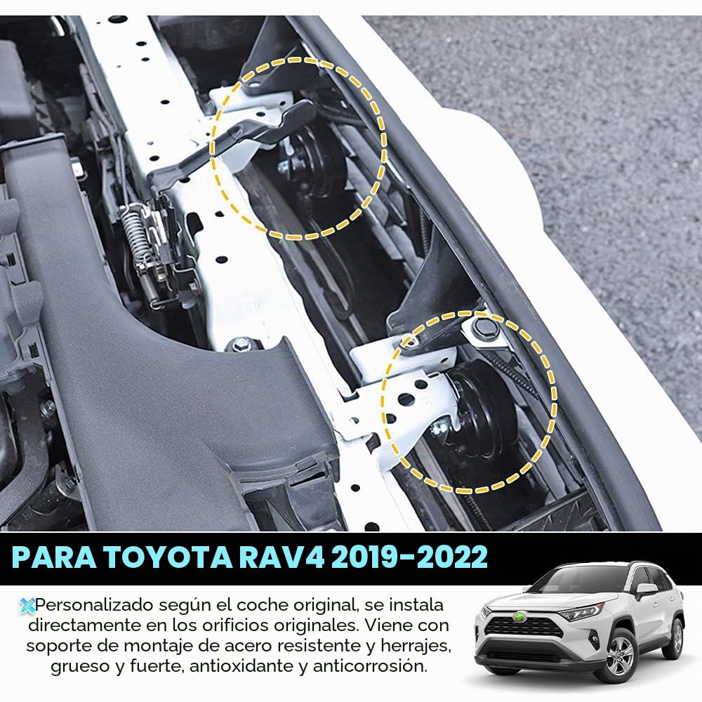 Autorder Kit de bocina de coche de ajuste personalizado para Toyota RAV4 2023 2022 2021 2020 2019, accesorios de 12 V, bocina de caracol impermeable, repuesto de trompeta de coche de tono alto y bajo