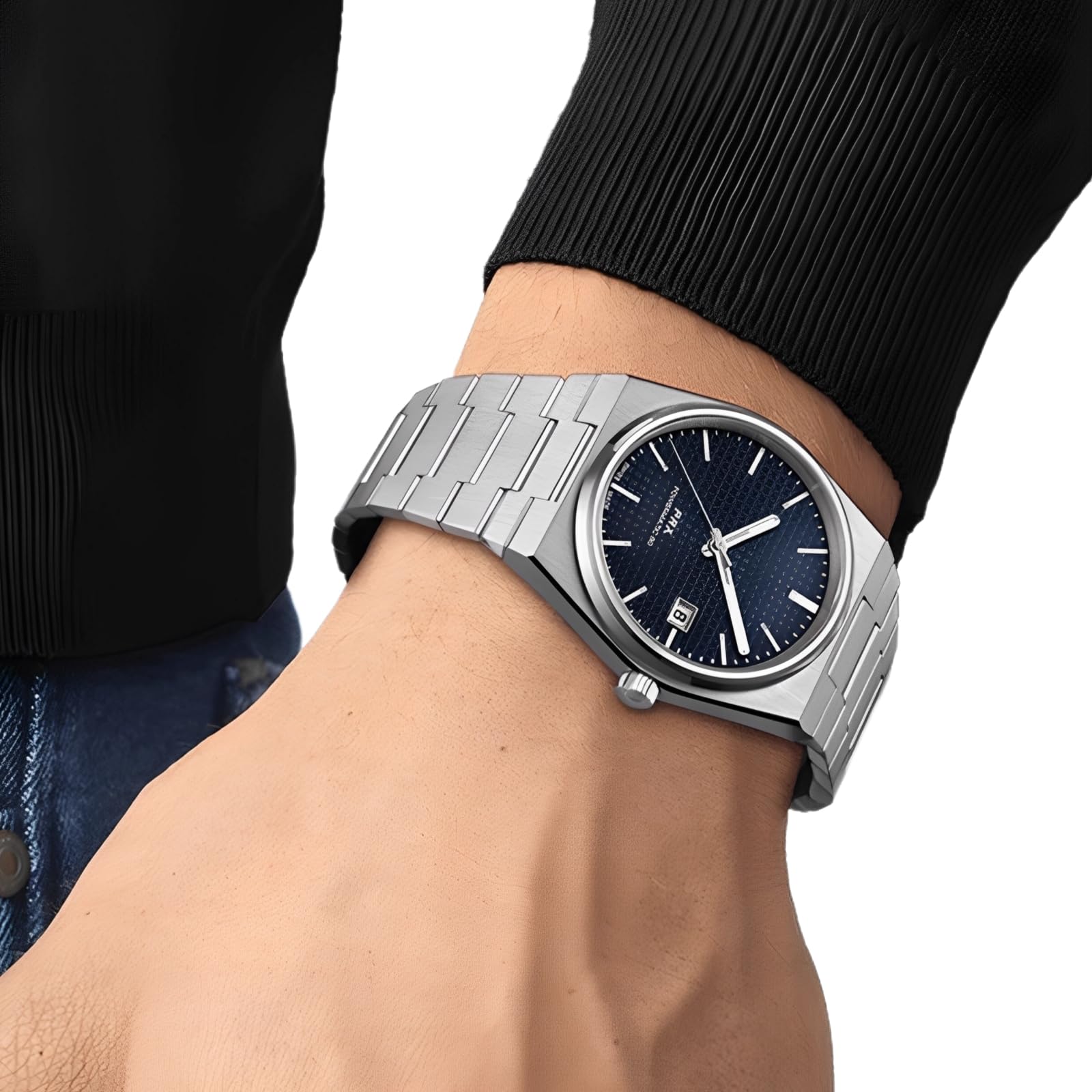 Uomini Acciaio Inossidabile Cinturino Orologio Ricambio, Braccialetto Orologio Interfaccia Specializzata Metallo per Tissot PRX Super Player T137.407/T137.410-Argento 27 * 12MM