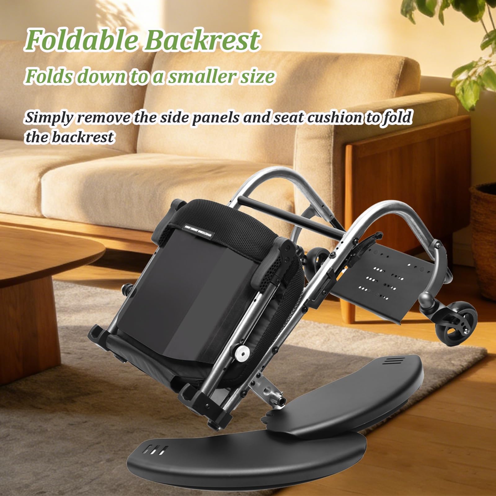 Sedia a Rotelle Autospinta Leggera (10.8 kg), Carrozzina per Disabili,da transito, Freno manuale,Poggiapiedi(Green,14.9in Seat Width)