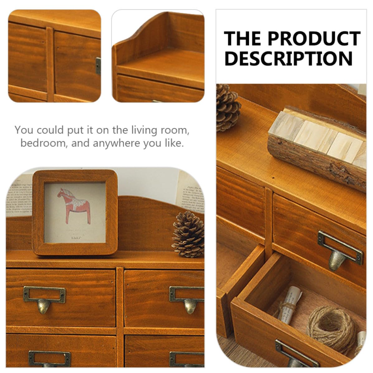 Holz Schmuckorganizer mit Schublade im Retro Stil für Kosmetik