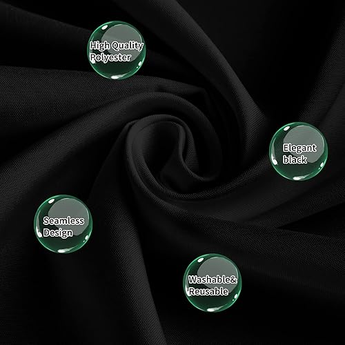 Miniatura 3 de Paquete de 10 manteles de mesa redondos negros, mantel redondo de 108 pulgadas, mantel redondo lavable de tela de poliéster, manteles de lino a