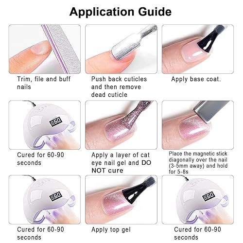 Miniatura 8 de RARJSM Esmalte de uñas de gel de ojo de gato, color aurora, terciopelo plateado, purpurina, rosa y rojo galaxia, esmalte de gel transparente con