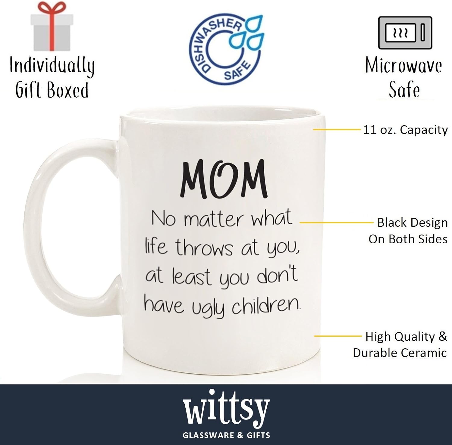 Flаѕh Dеаlѕ - 60% оƒƒ Mom No Matter What / Ugly Children Funny Coffee Mug - Best Gifts for Mom, Women - Unique Mothers Day Gift Idea for Her from Son or Daughter - Cool Gag Birthday Present for a Mother - Fun Novelty Cup