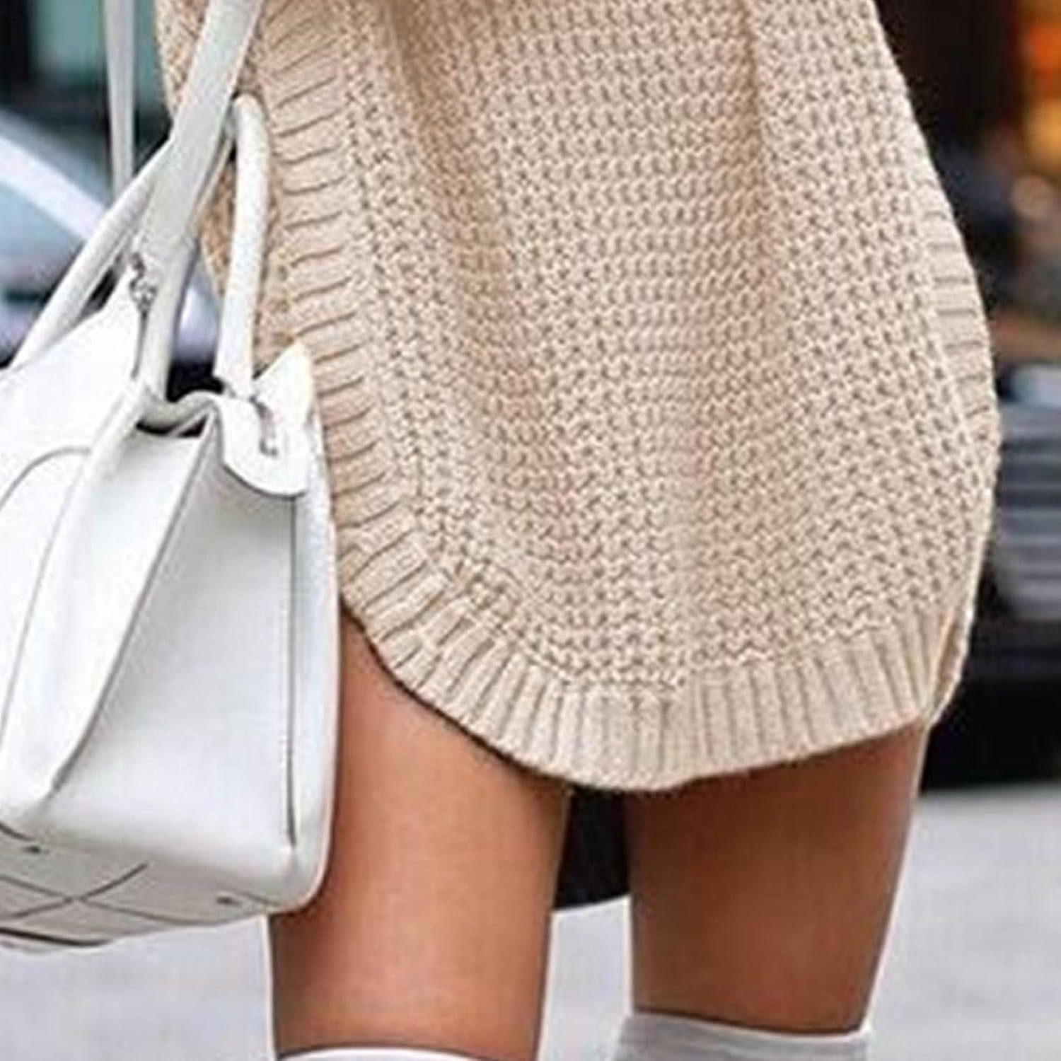 Women Oversized Turtleneck Batwing Long Sleeve Dress 2024 Fall Casual Baggy Loose Rib Knit Short Mini Sweater Dress