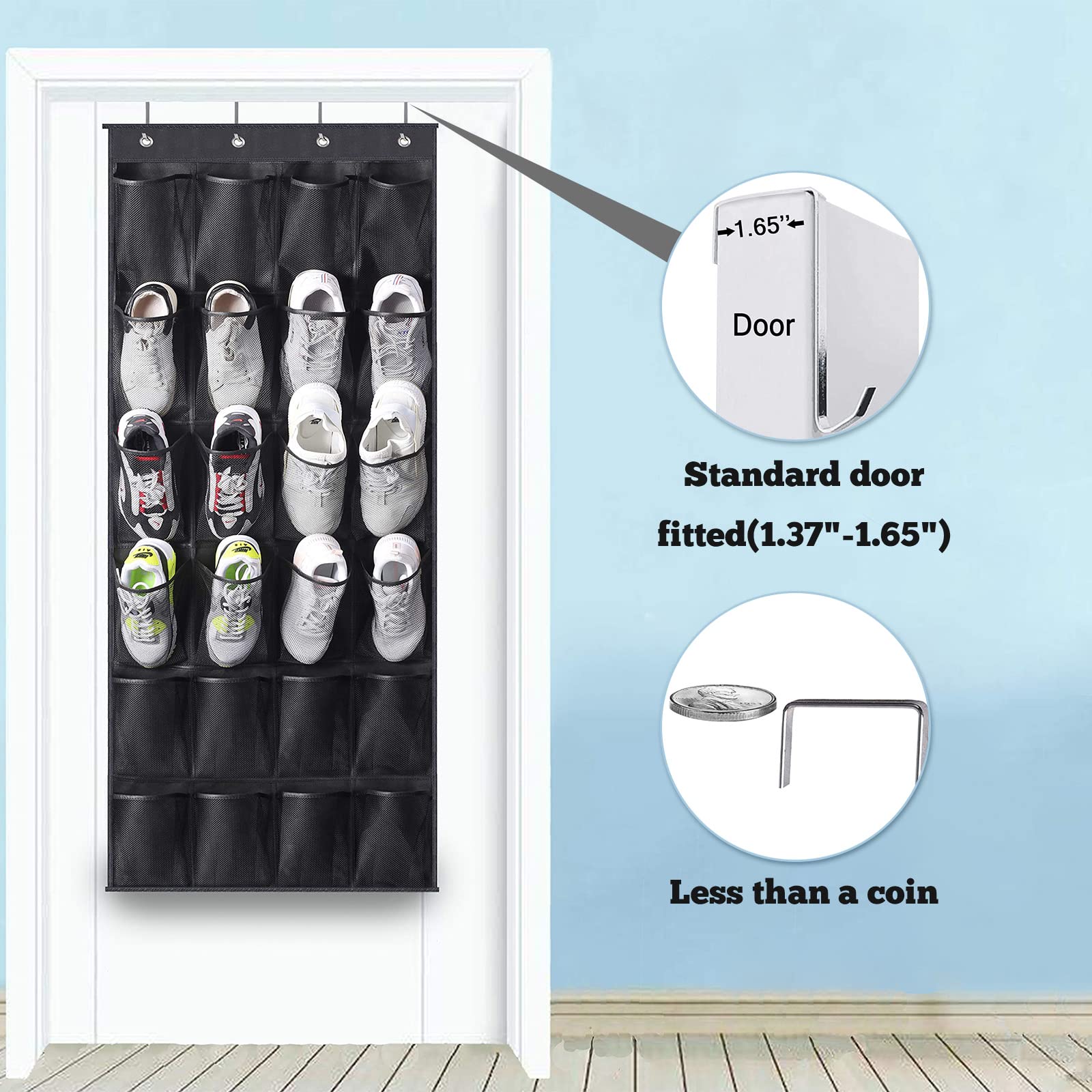 Suspendue,Organisateur De Rangement Suspendu Dessus De La Porte Avec 5 Grande Poche Et 2 Crochets En Metal Pour Chambre Denfant Salle De Bain Cuisine Chambre A Coucher 86208195 - 9