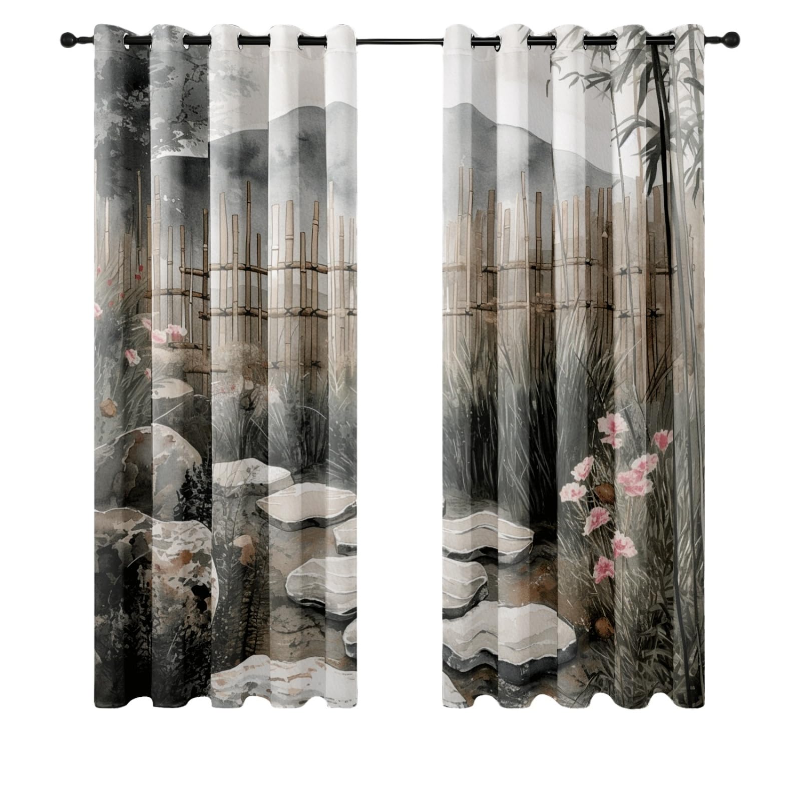 Curtain Braun Grau Rosa Gardinen Blackout Curtain Polyester Vorhang mit Ösen Waschbar Vorhänge Living Room Verdunklungsvorhänge Schlafzimmer Gardienen Vorhang Blickdicht 2x100x240cm