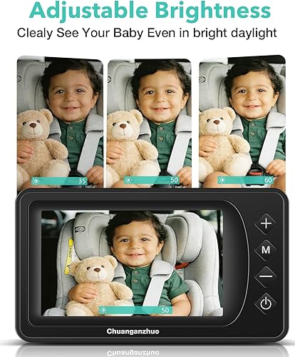 Miniatura 5 de Cámara de coche de bebé de 5 pulgadas con visión nocturna NO.1, alimentada por USB, modo espejonormal, monitor de bebé de coche transparente IPS de