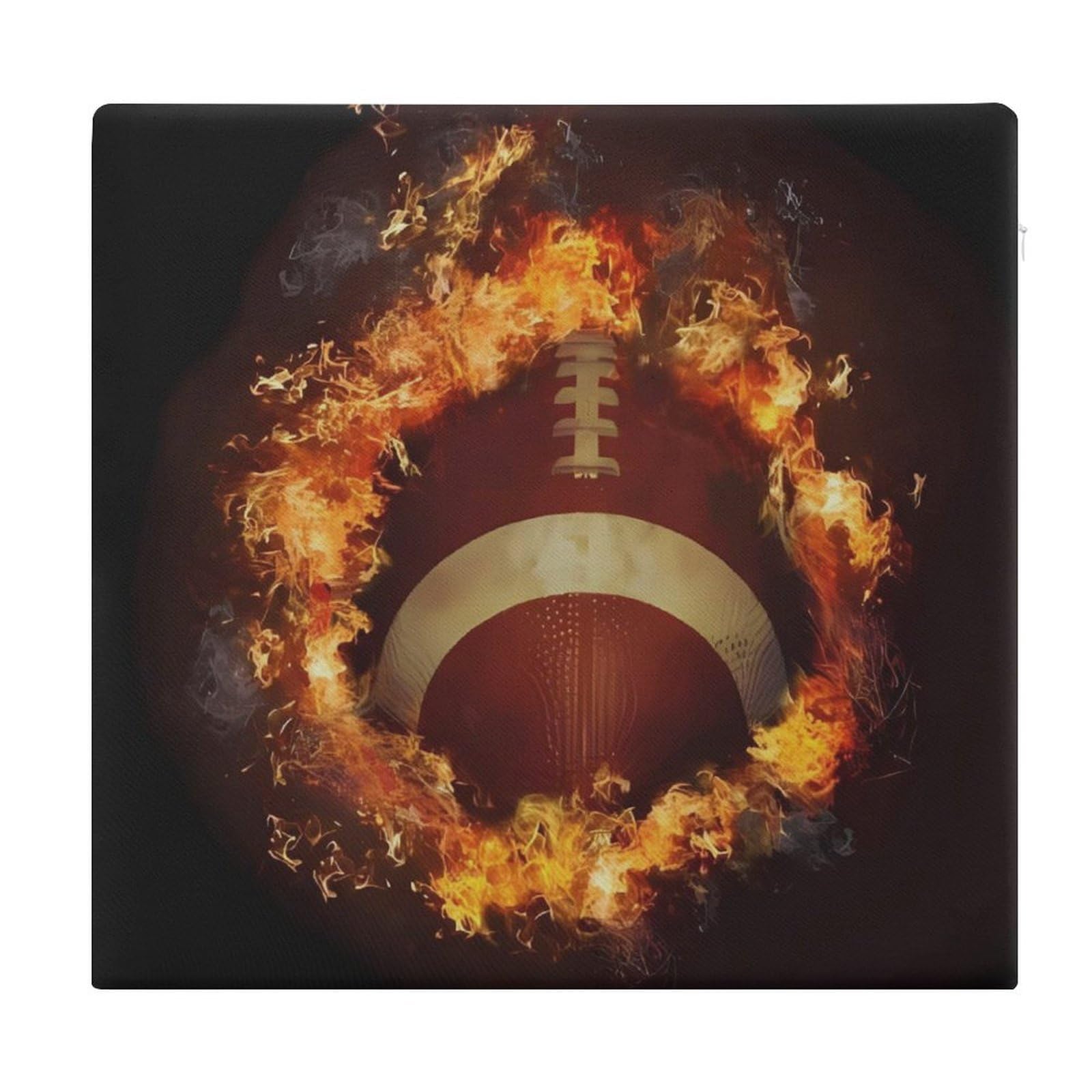 Cojín de fútbol americano en llamas 38x35 de espuma viscoelástica y funda lavable