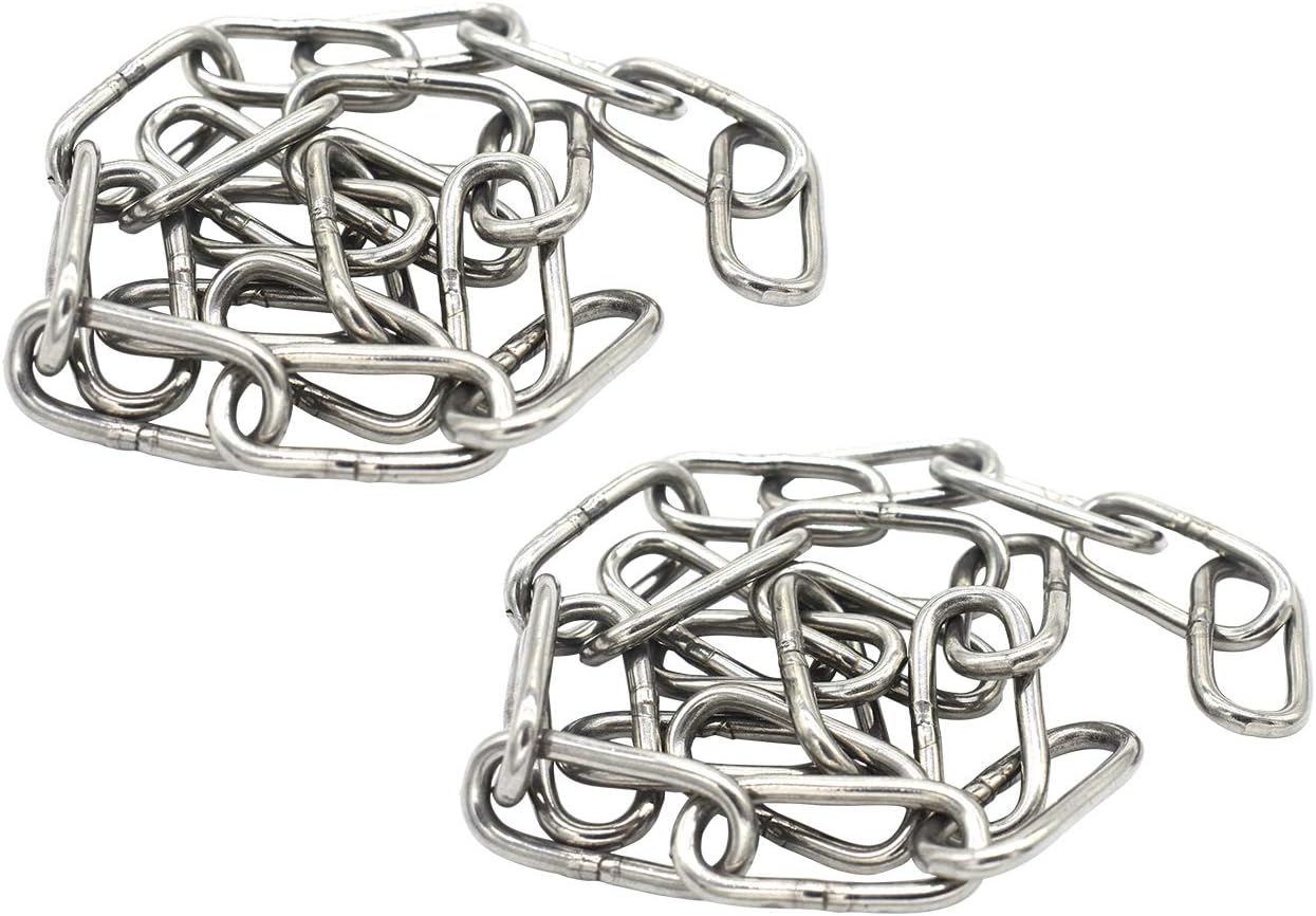 1/8 inch(3mm) Wire Diameter Stainless Steel Safety Small Chains 20 inch Long Link Rings Light Duty Coil Chain for Hanging Pulling Towing, 1/8"x 20" (2Pcs)