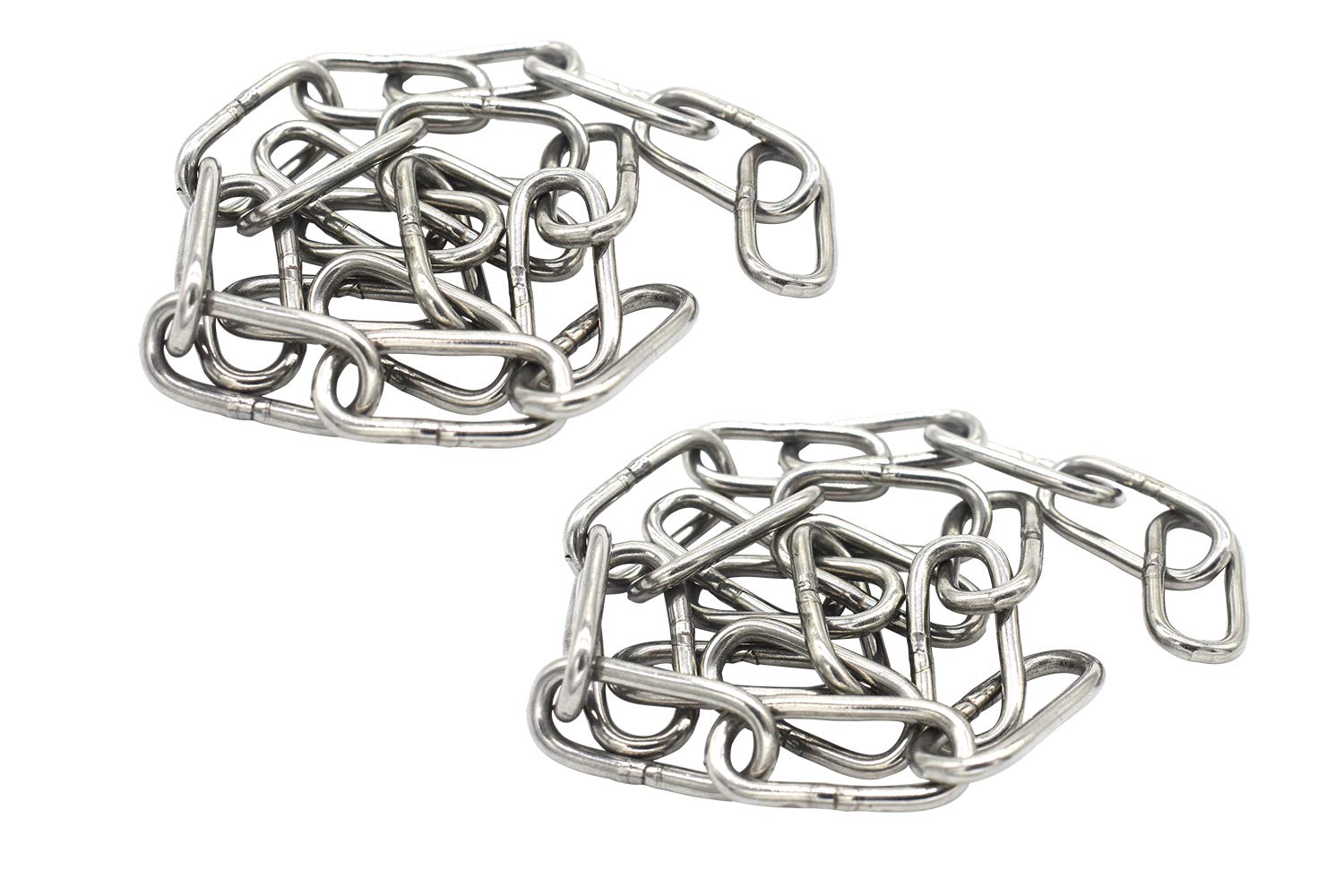 Bytiyar 2 pcs Stainless Steel Safety Chains 20in (L) x 0.12in (T) Long Link Chain Rings Light