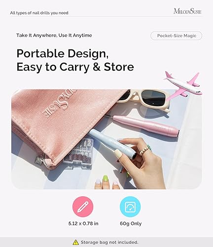 Miniatura 18 de MelodySusie - Kit de torno eléctrico PC120I negro con lima portátil para uñas de gel y acrílico, incluye fresas, bandas de limado, dorado